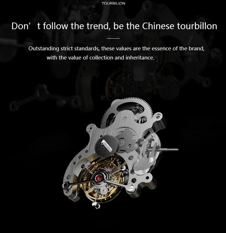 Men's Sapphire Skeleton Manual Tourbillon Luminous Mechanical Watch