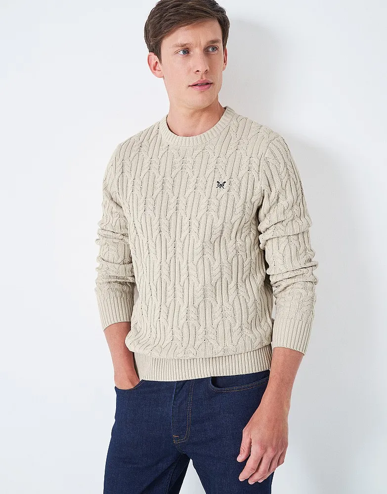 Men's Wide Cable Cotton Jumper from Crew Clothing Company