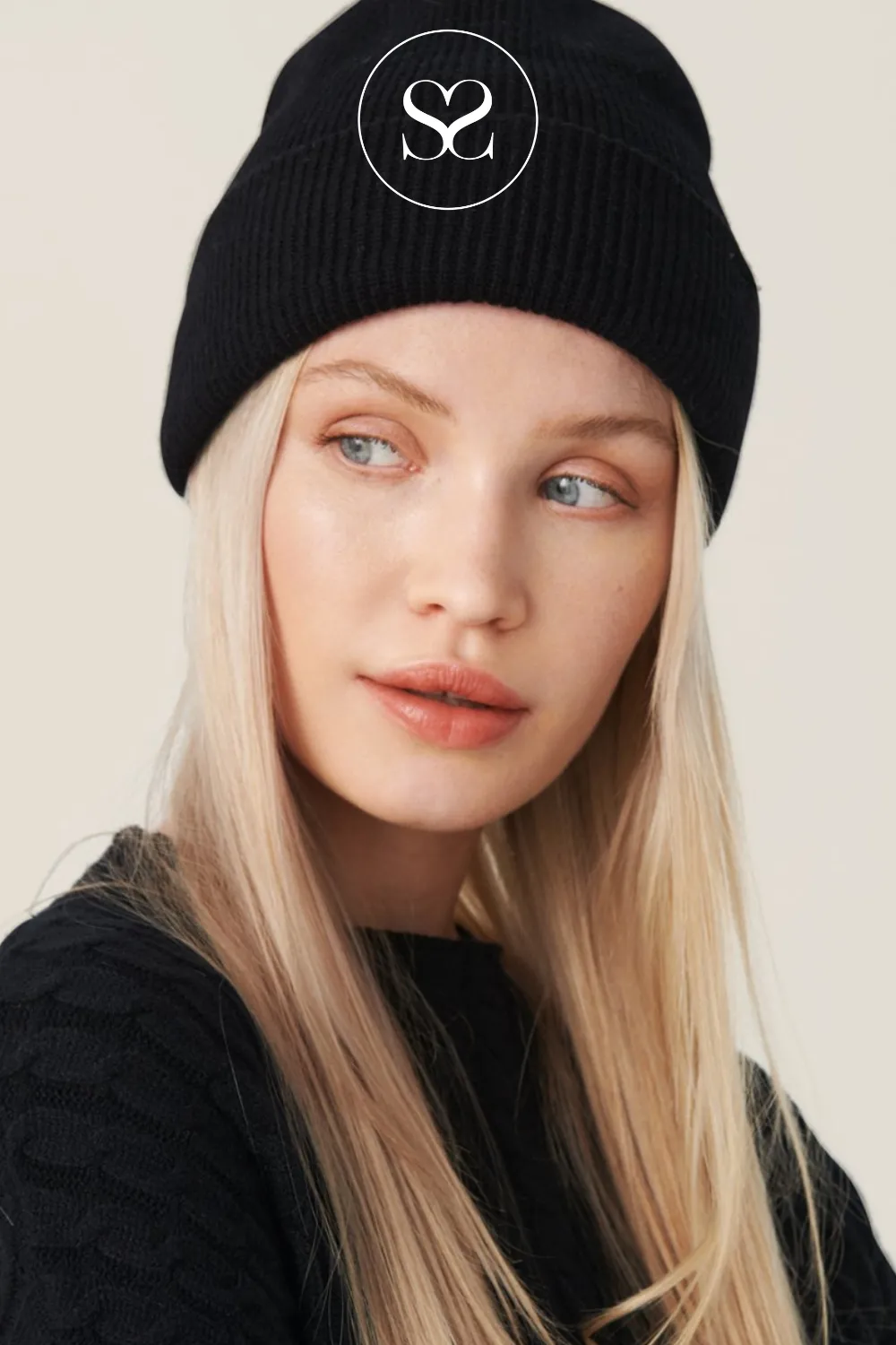 MOSS COPENHAGEN - RACHELLE BLACK BEANIE HAT