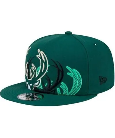 New Era Men's NBA Hunter Milwaukee Bucks Sport Night Team Shadow 9FIFTY Snapback Hat