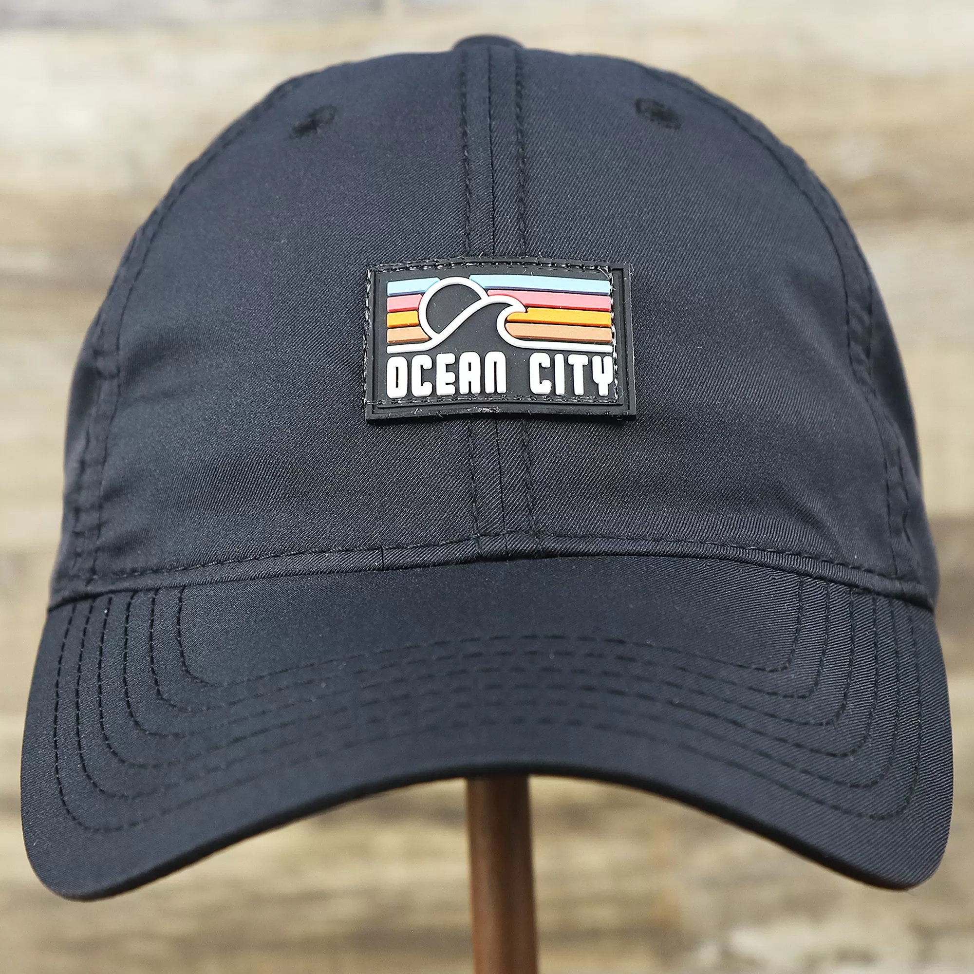 New Jersey High Point PVC Ocean City Rubber Patch Cool Fit Adjustable Dad Hat | Black Dad Hat