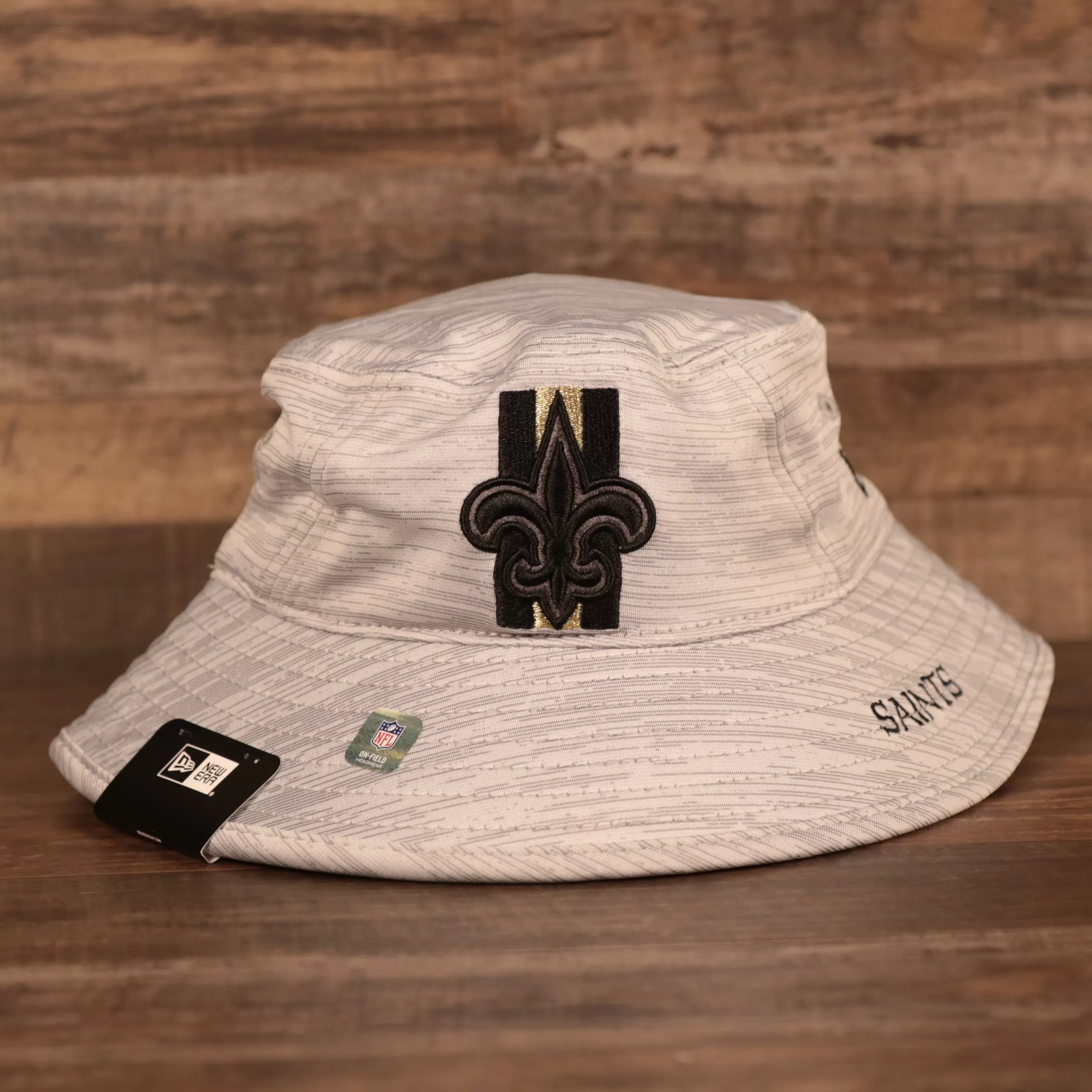 New Orleans Saints 2021 NFL on Field Training Gray Bucket Hat | Saints 2021 NFL Training Boonie Hat