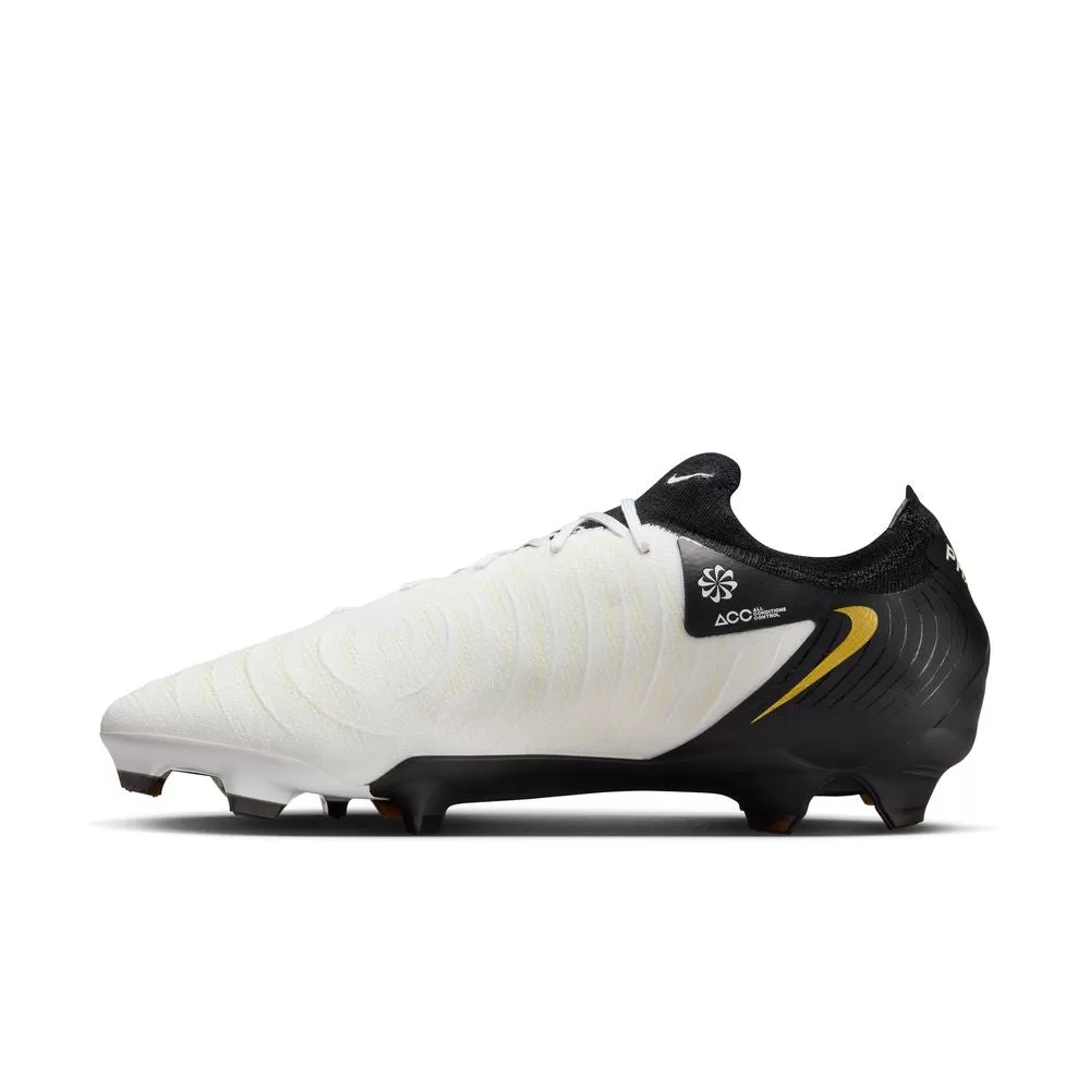 Nike Phantom GX 2 Pro FG Football Boots (White/Black/Metallic Gold)