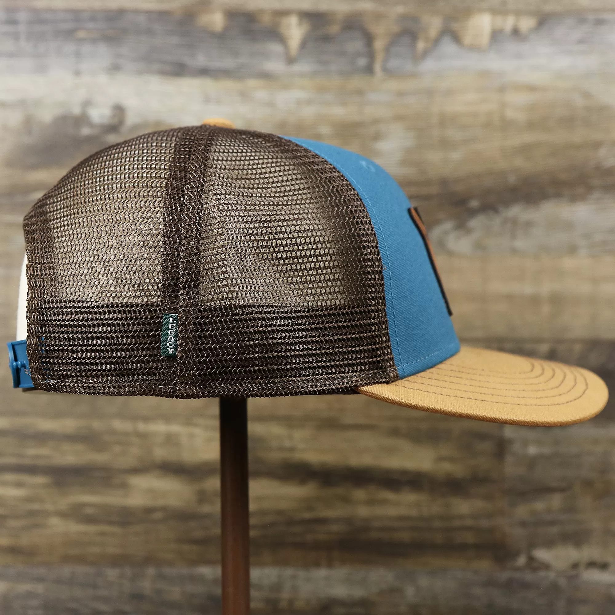 Ocean City Leather Tuna Patch New Jersey Mesh Back Trucker Hat | Marine Blue Mesh Trucker Hat