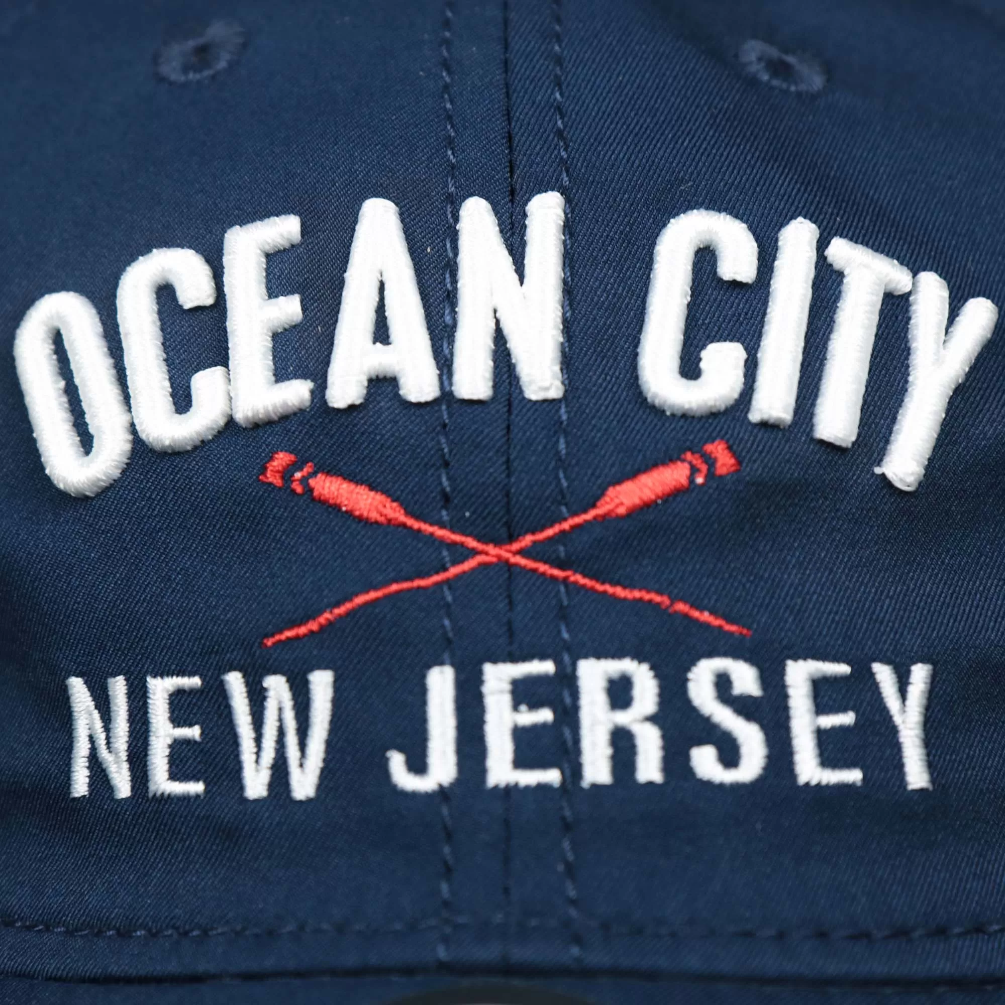 Ocean City New Jersey Wordmark Crossed Oars Logo Dad Hat | Navy Blue Dad Hat