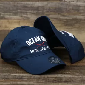 Ocean City New Jersey Wordmark Crossed Oars Logo Dad Hat | Navy Blue Dad Hat