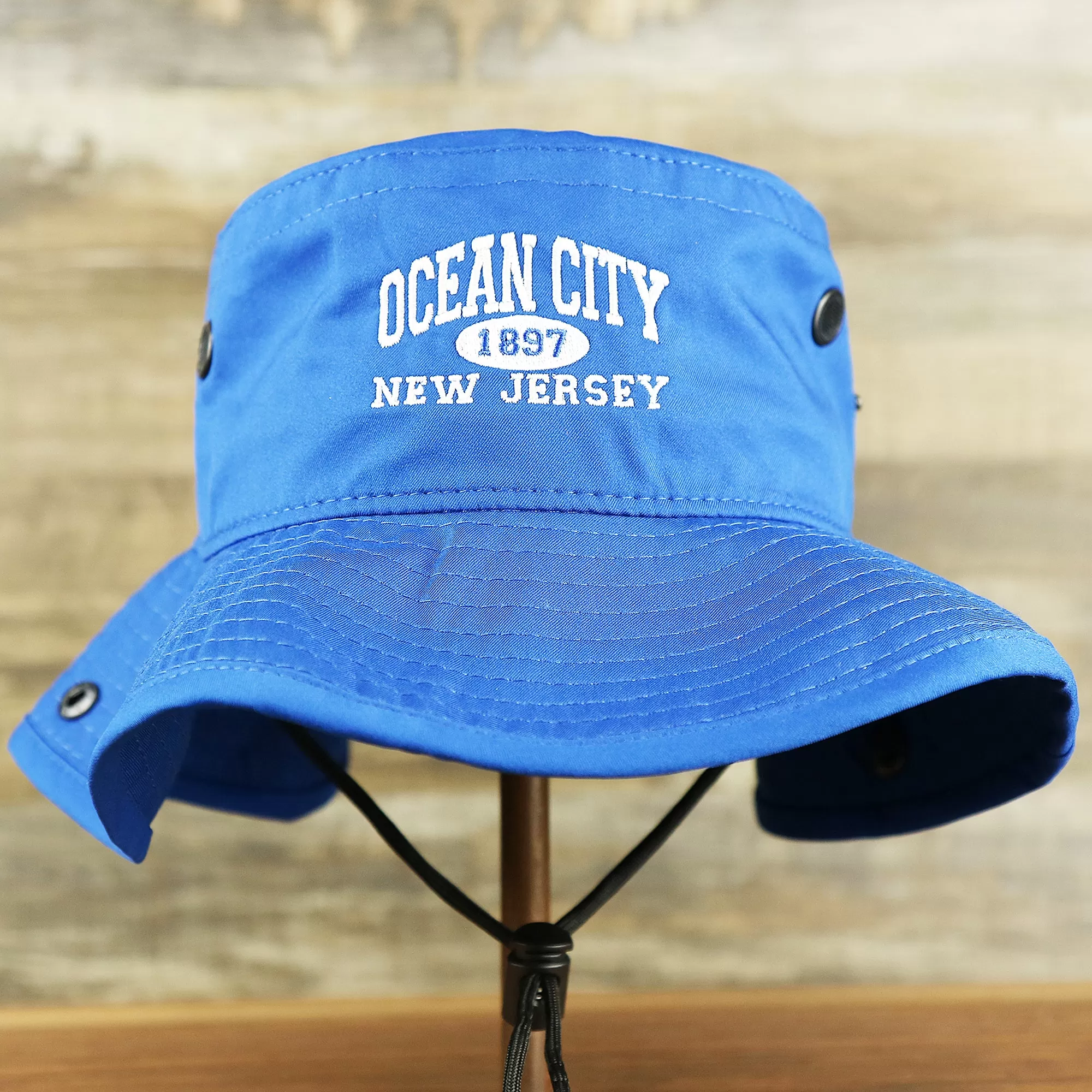 Ocean City New Jersey Wordmark Since 1897 Bucket Hat | Royal Blue Bucket Hat