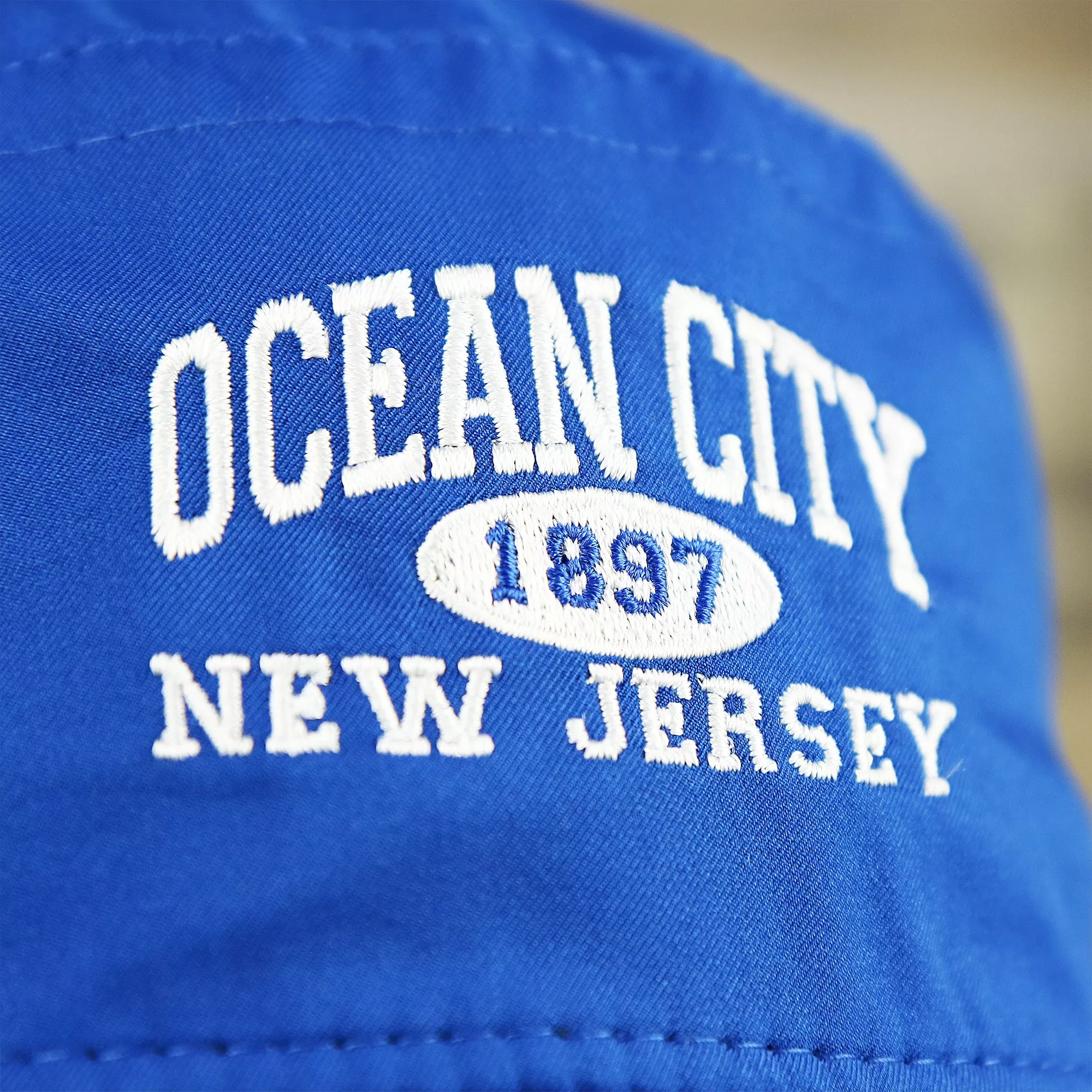 Ocean City New Jersey Wordmark Since 1897 Bucket Hat | Royal Blue Bucket Hat