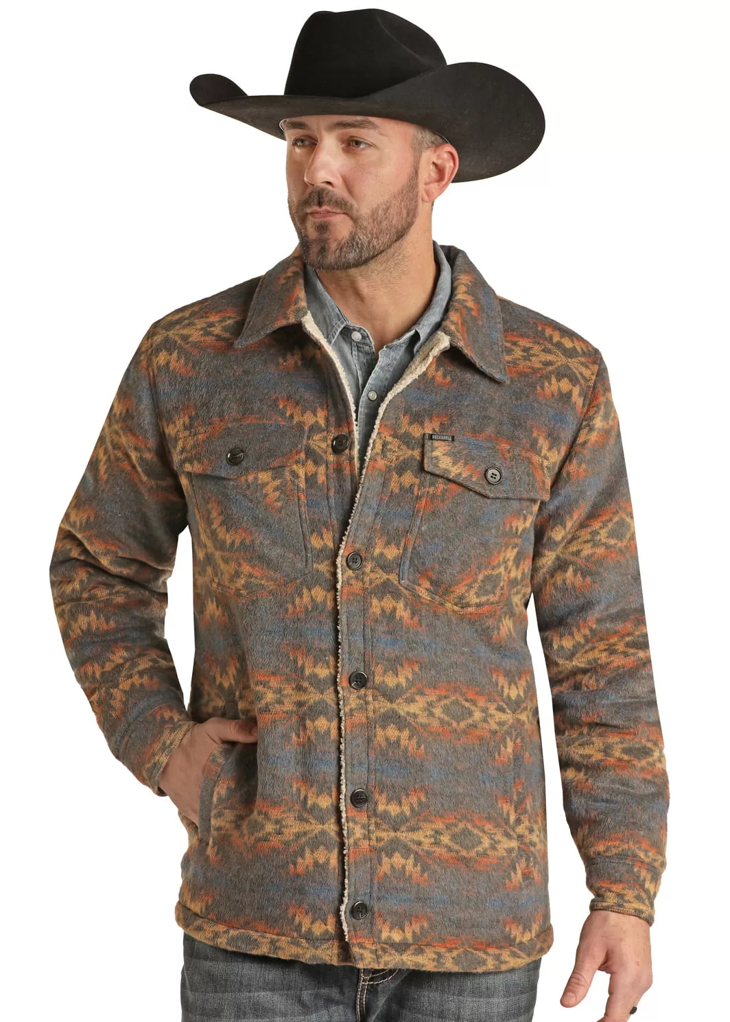 Panhandle Slim Mens Aztec Charcoal Shirt Jacket