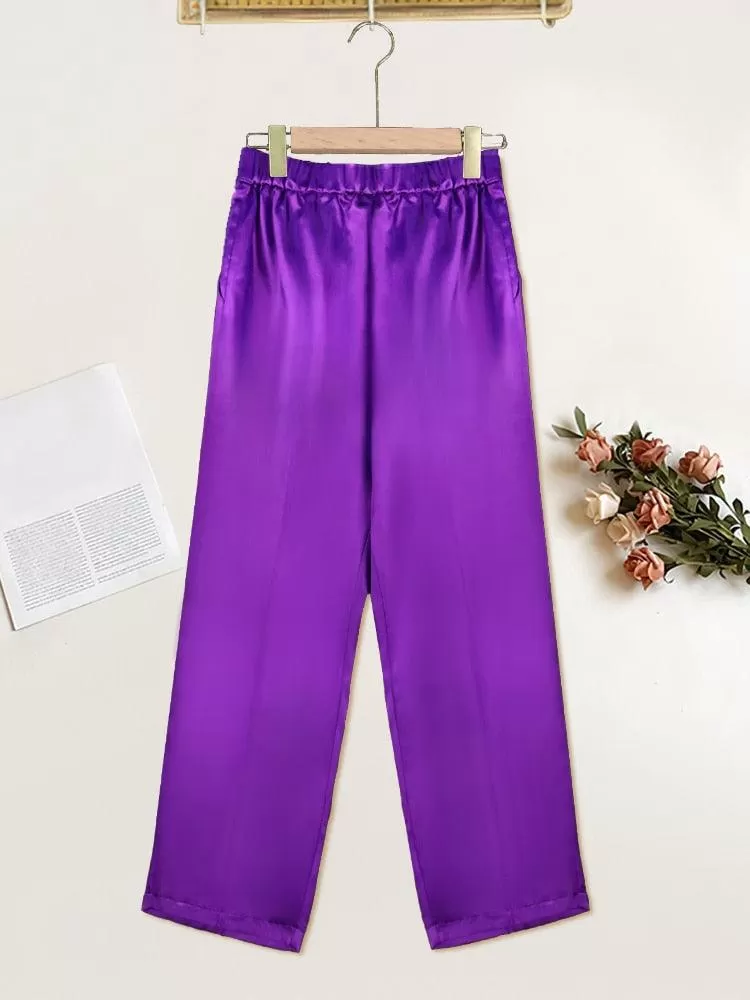 Pants High Elastic Waist Office Lady Work Casual Pencil Capris with Pockets