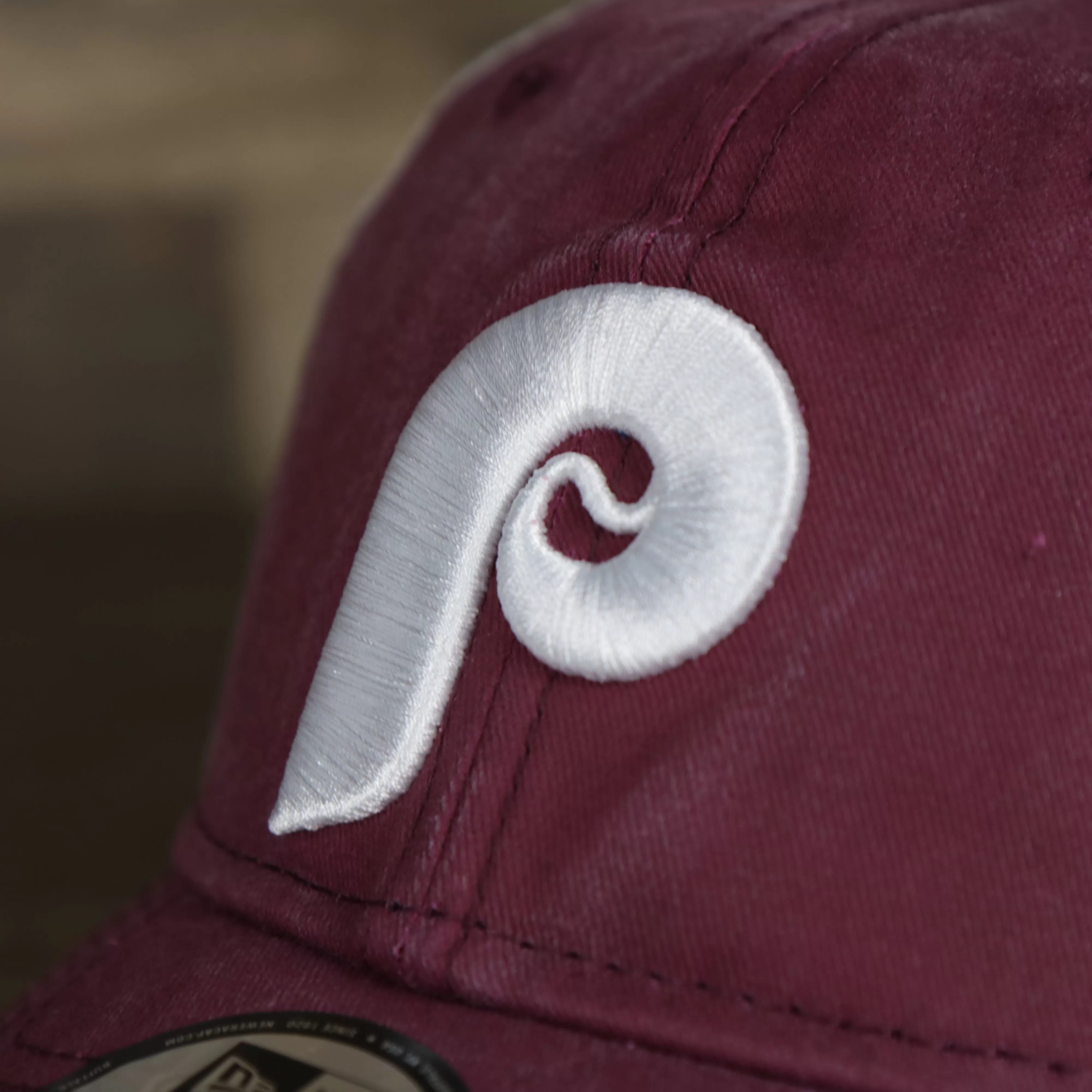 Philadelphia Phillies Cooperstown New Era 9Twenty Washed Trucker hat | Washed Maroon