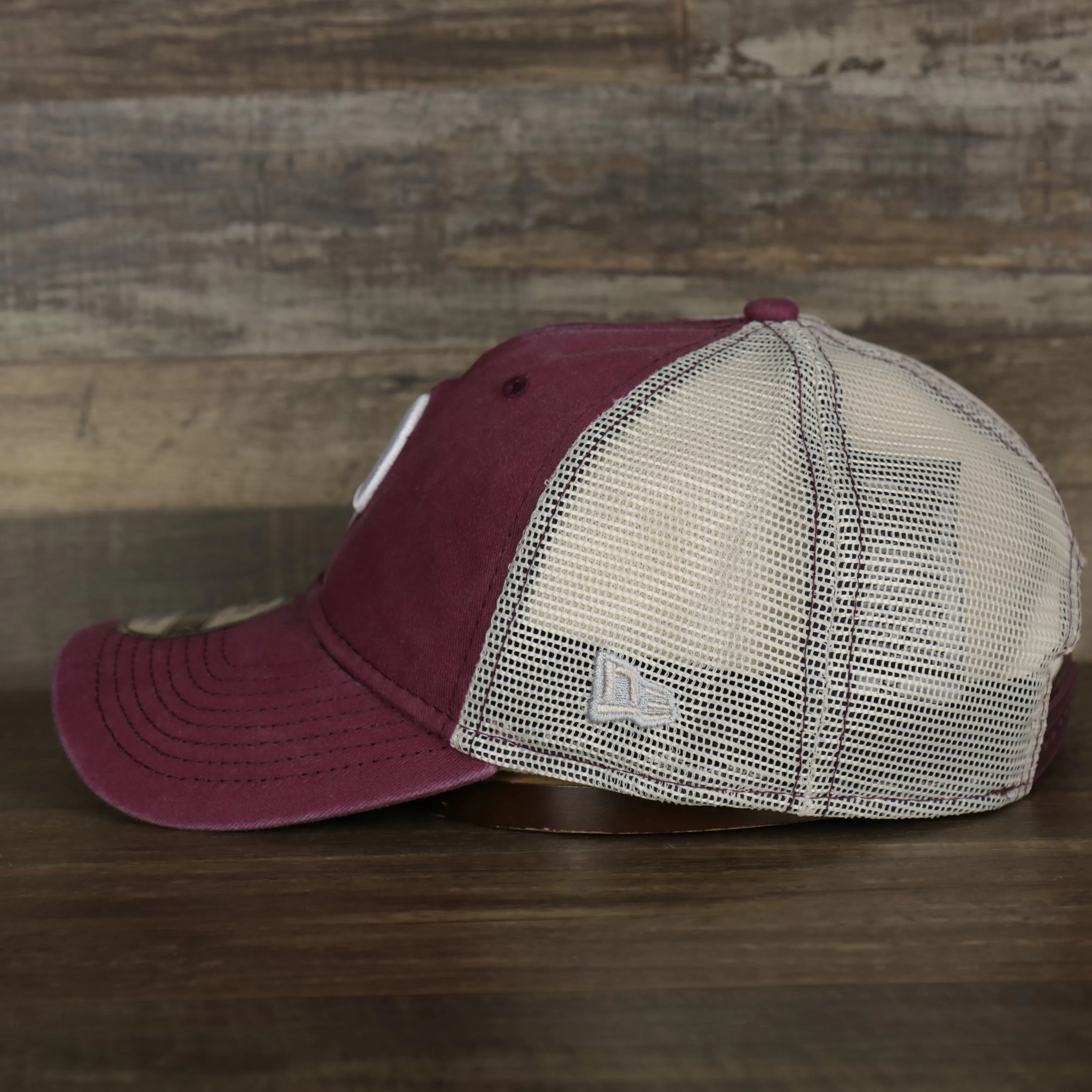 Philadelphia Phillies Cooperstown New Era 9Twenty Washed Trucker hat | Washed Maroon