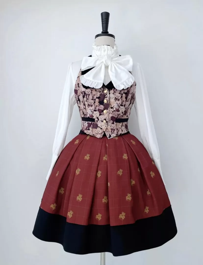 Premium Lolita collection - Teddy Family Embroidery SK dress / jacket / Vest