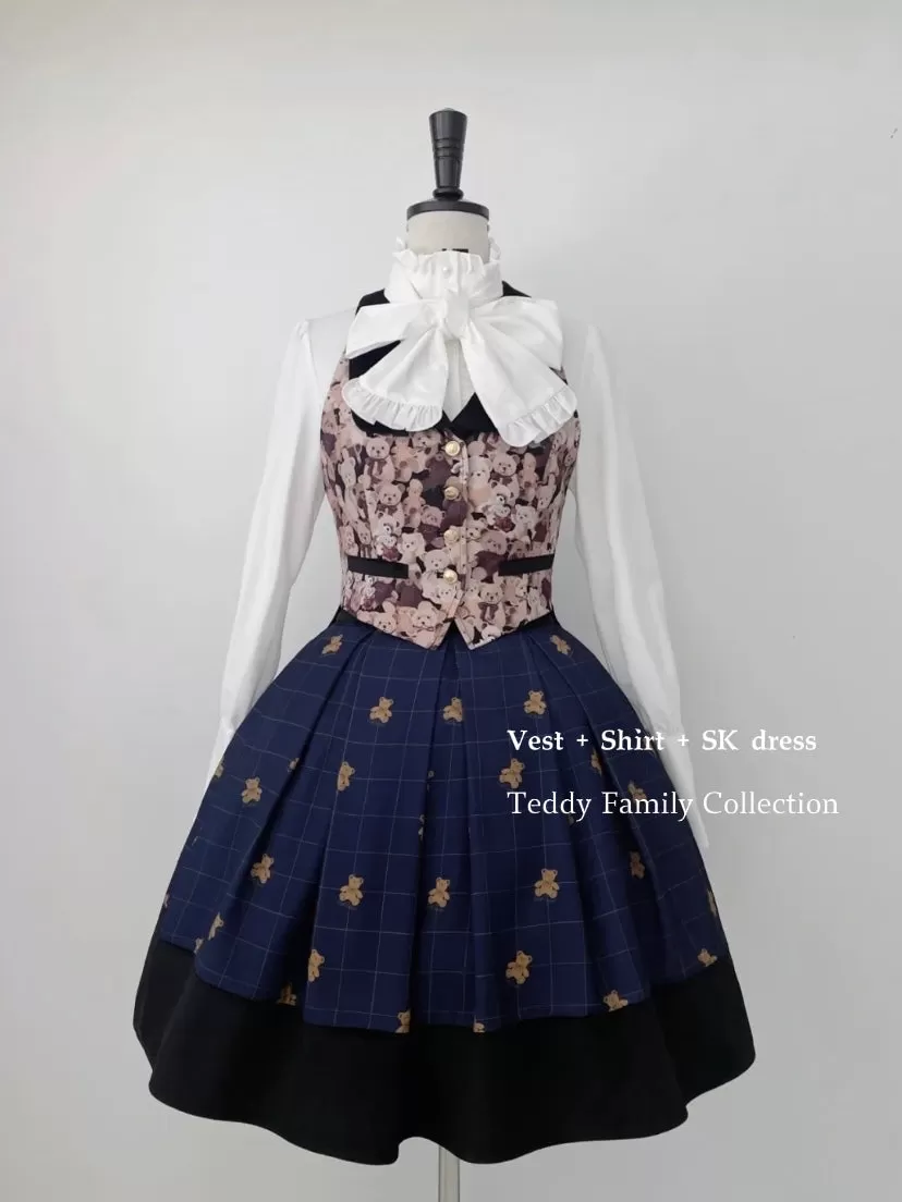 Premium Lolita collection - Teddy Family Embroidery SK dress / jacket / Vest