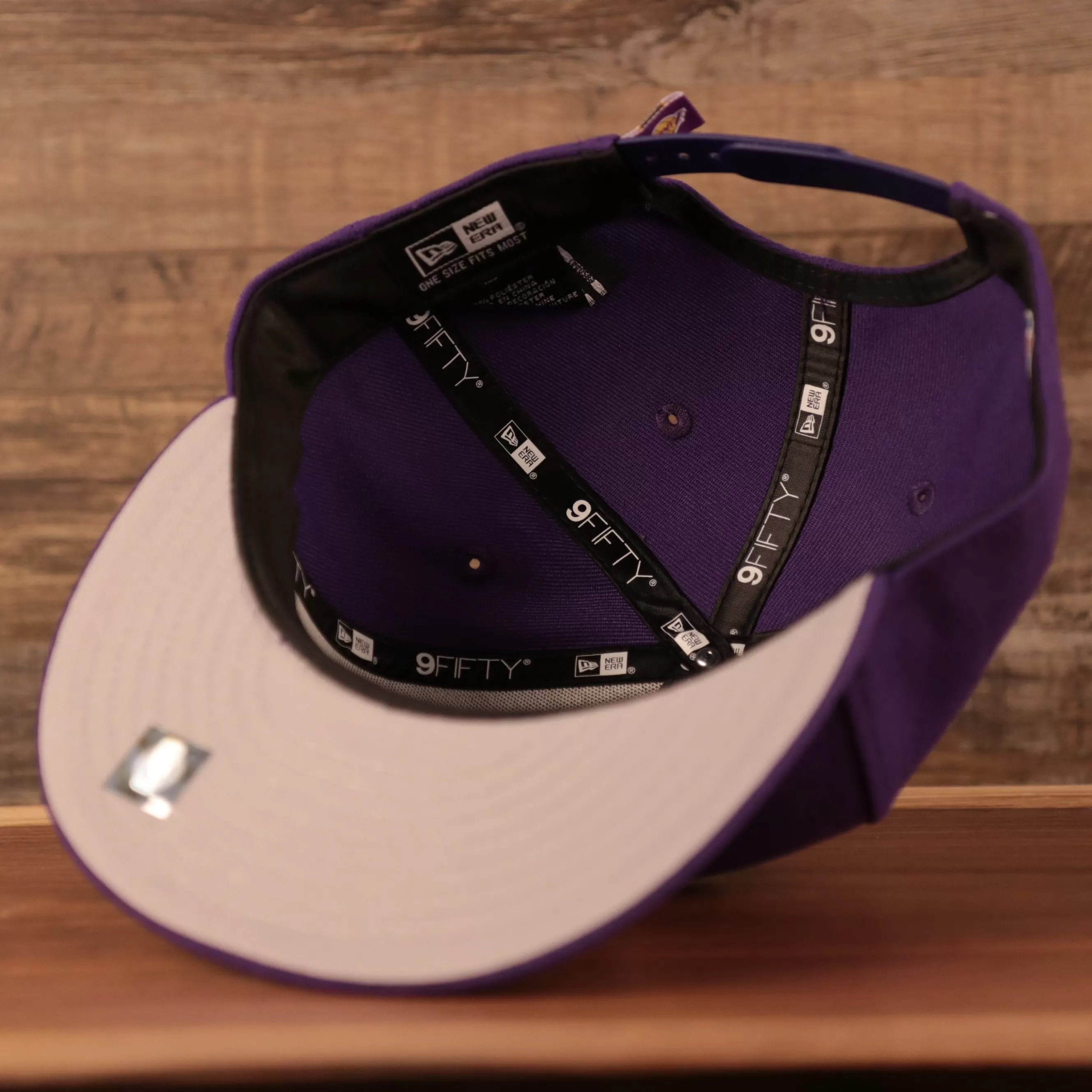 Purple Los Angeles Lakers 9fifty Gray Bottom Snapback Hat | Lakers Tear Logo 950 Hat | Grey Underbrim Snapback Hat