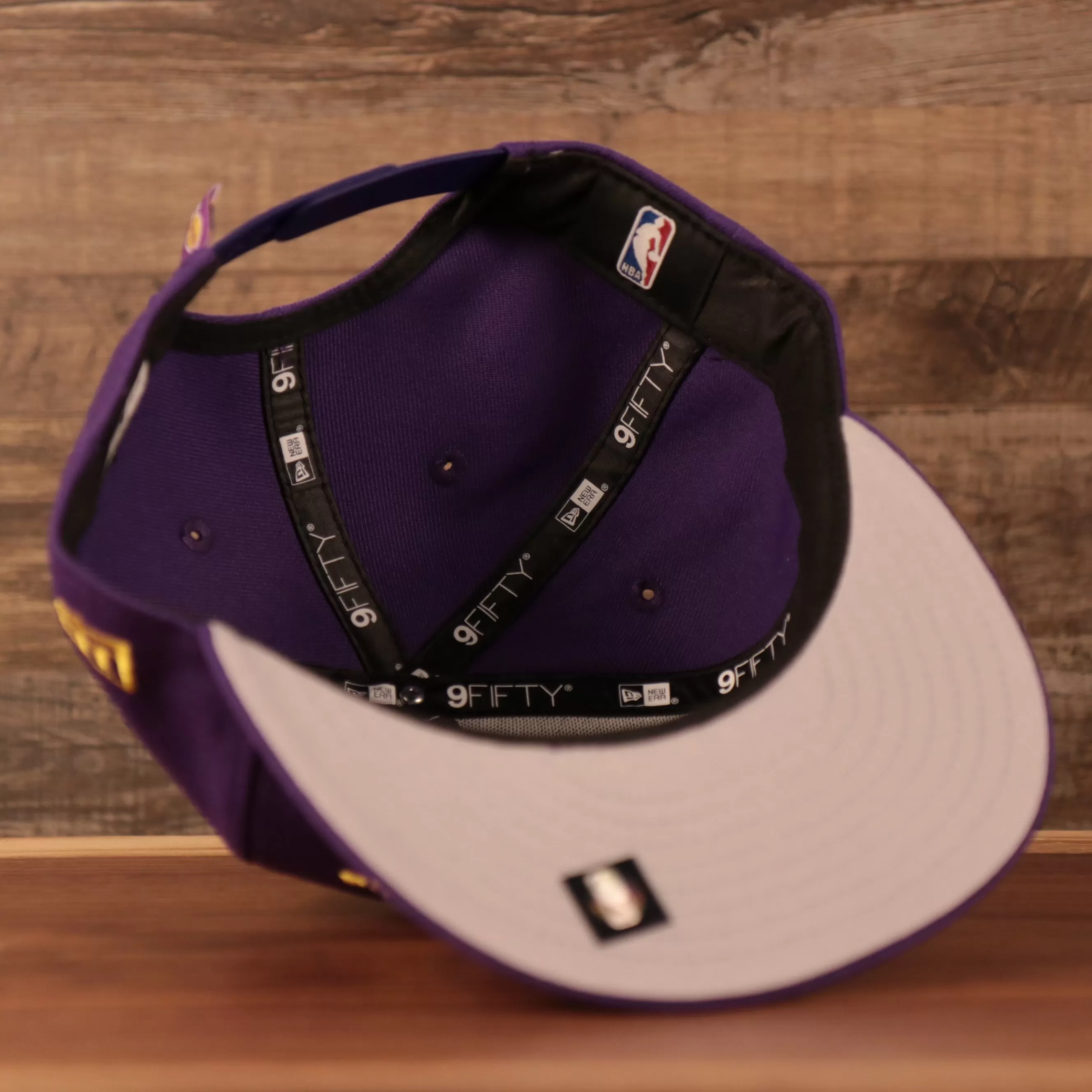 Purple Los Angeles Lakers 9fifty Gray Bottom Snapback Hat | Lakers Tear Logo 950 Hat | Grey Underbrim Snapback Hat