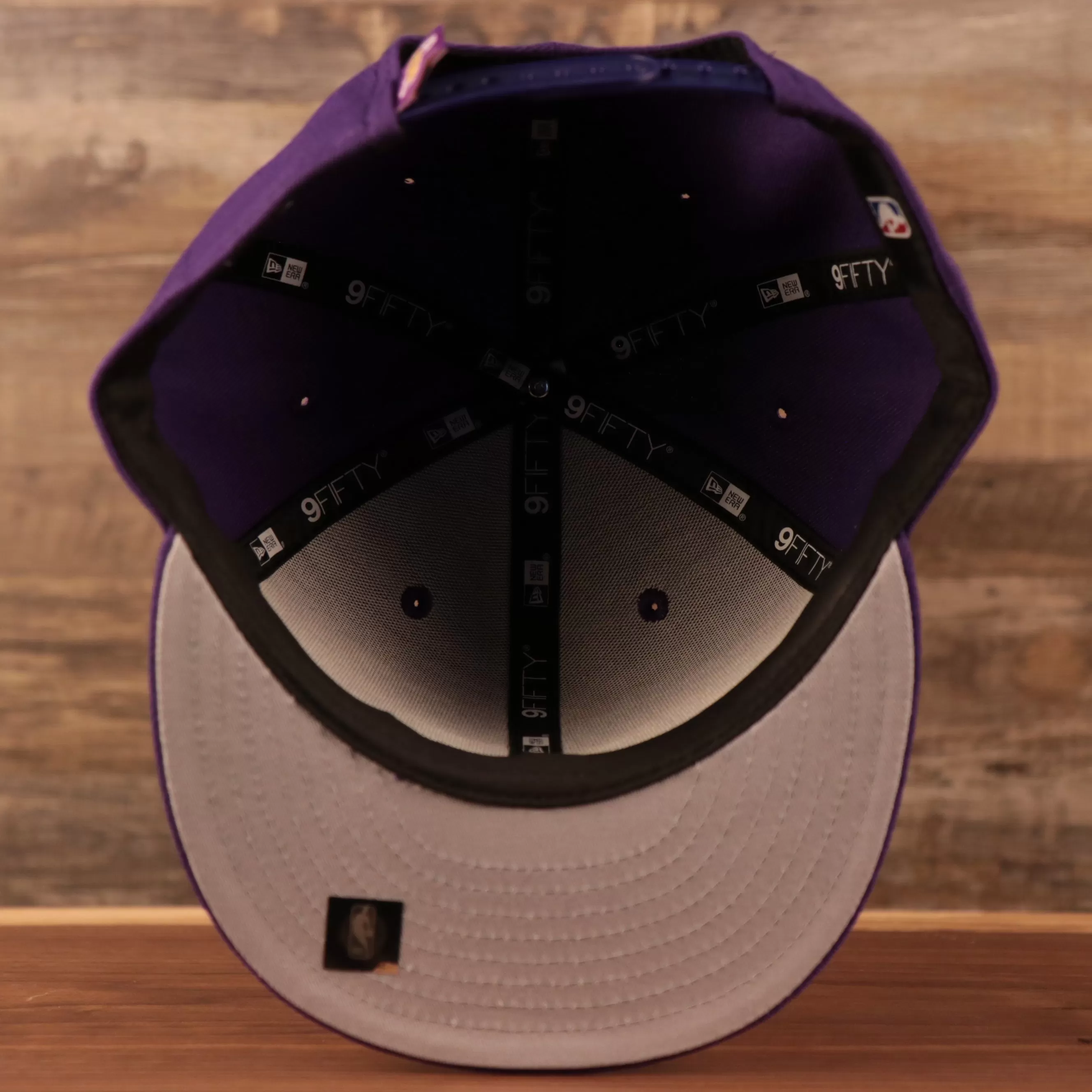 Purple Los Angeles Lakers 9fifty Gray Bottom Snapback Hat | Lakers Tear Logo 950 Hat | Grey Underbrim Snapback Hat