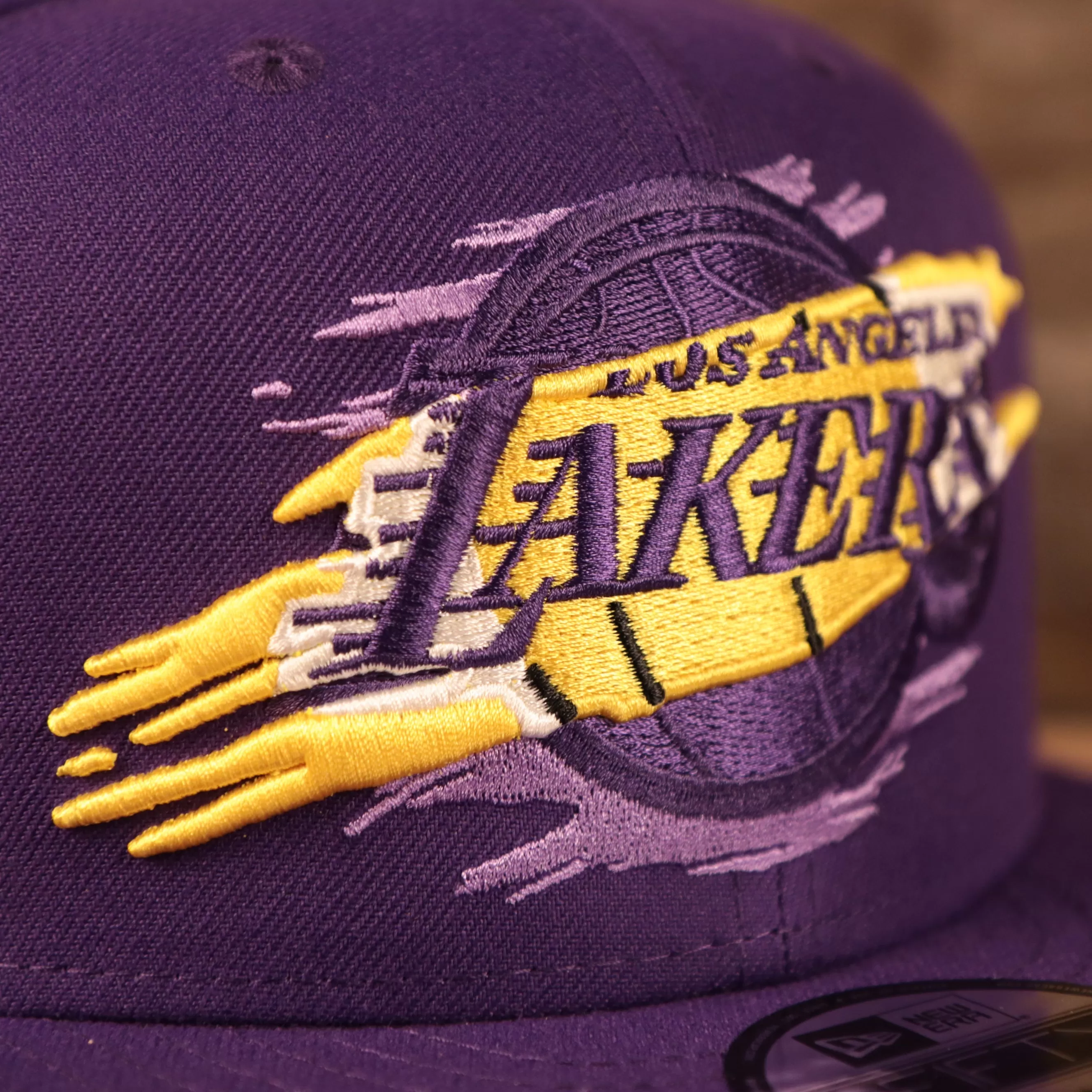 Purple Los Angeles Lakers 9fifty Gray Bottom Snapback Hat | Lakers Tear Logo 950 Hat | Grey Underbrim Snapback Hat