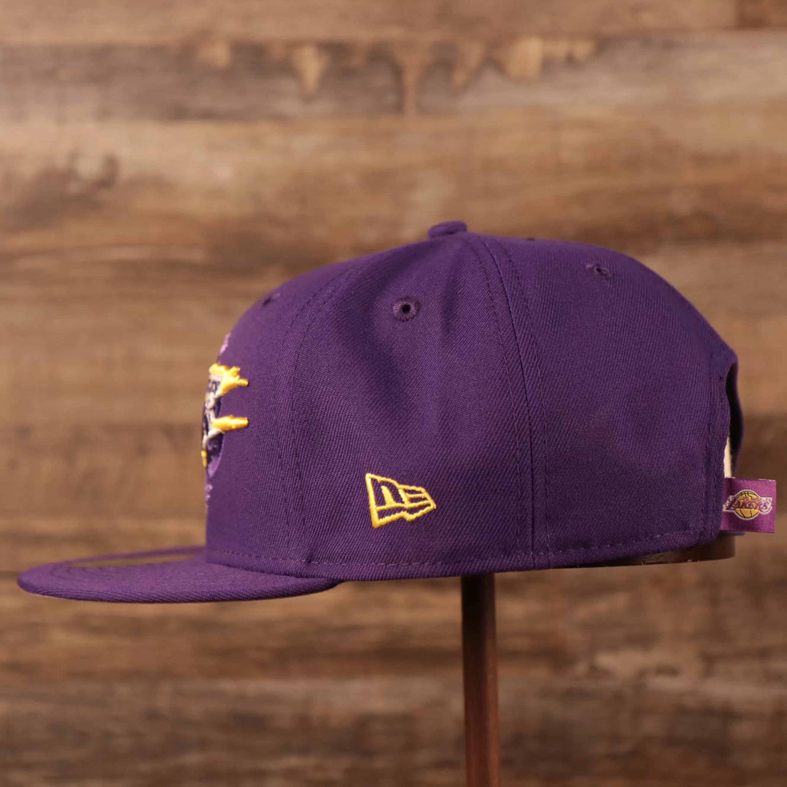 Purple Los Angeles Lakers 9fifty Gray Bottom Snapback Hat | Lakers Tear Logo 950 Hat | Grey Underbrim Snapback Hat