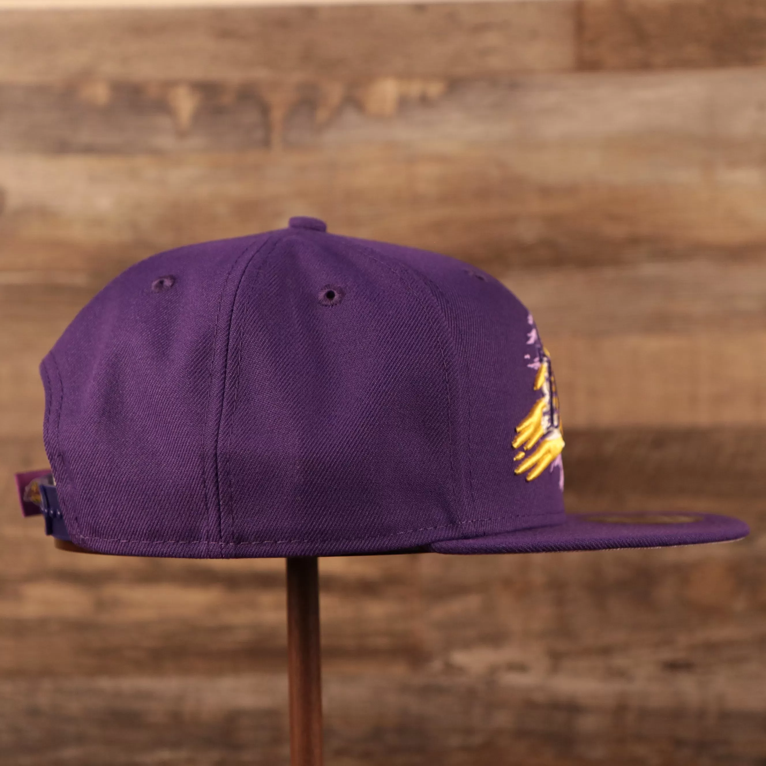 Purple Los Angeles Lakers 9fifty Gray Bottom Snapback Hat | Lakers Tear Logo 950 Hat | Grey Underbrim Snapback Hat