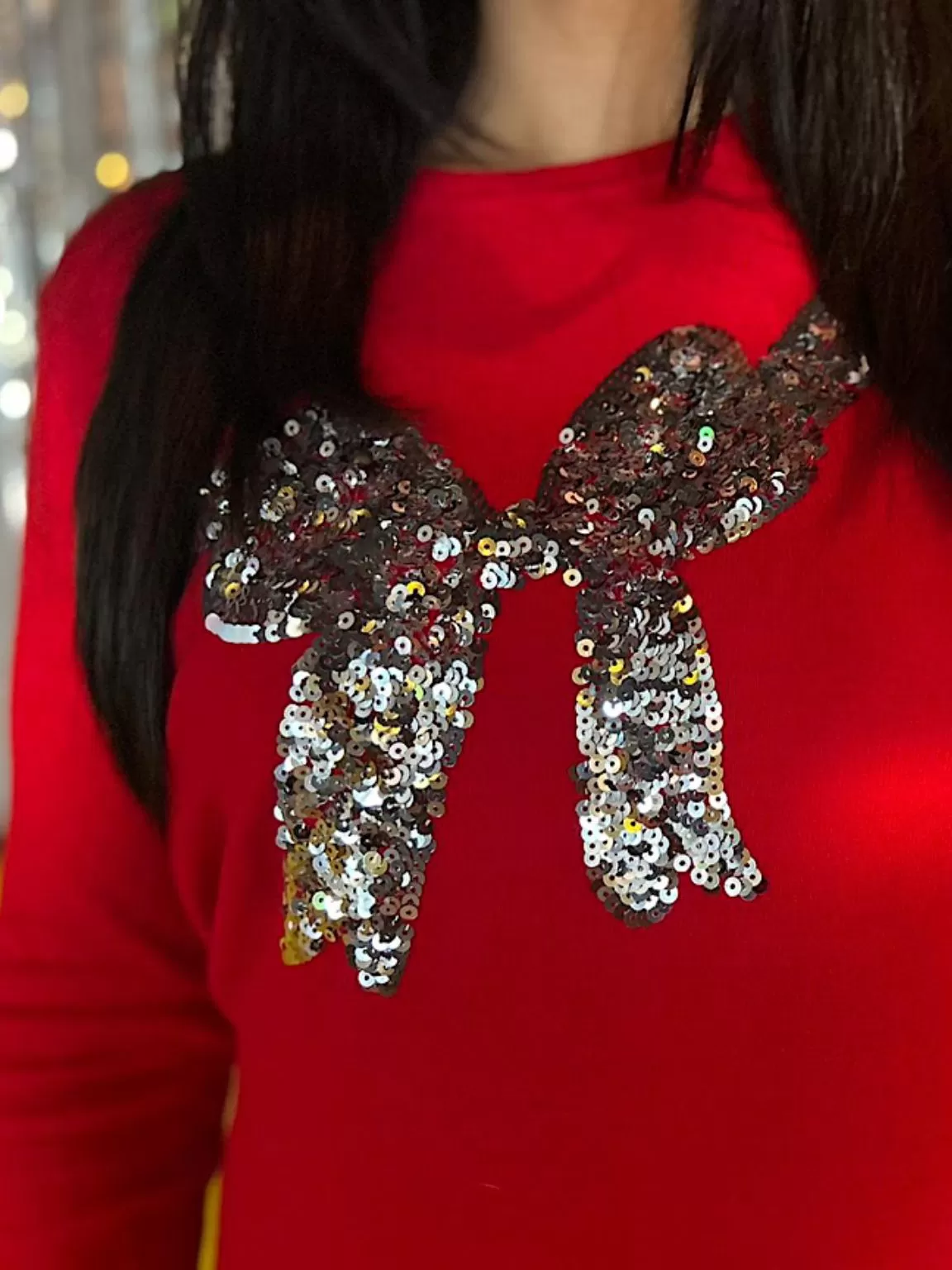 Red Sequin Bow Jumper