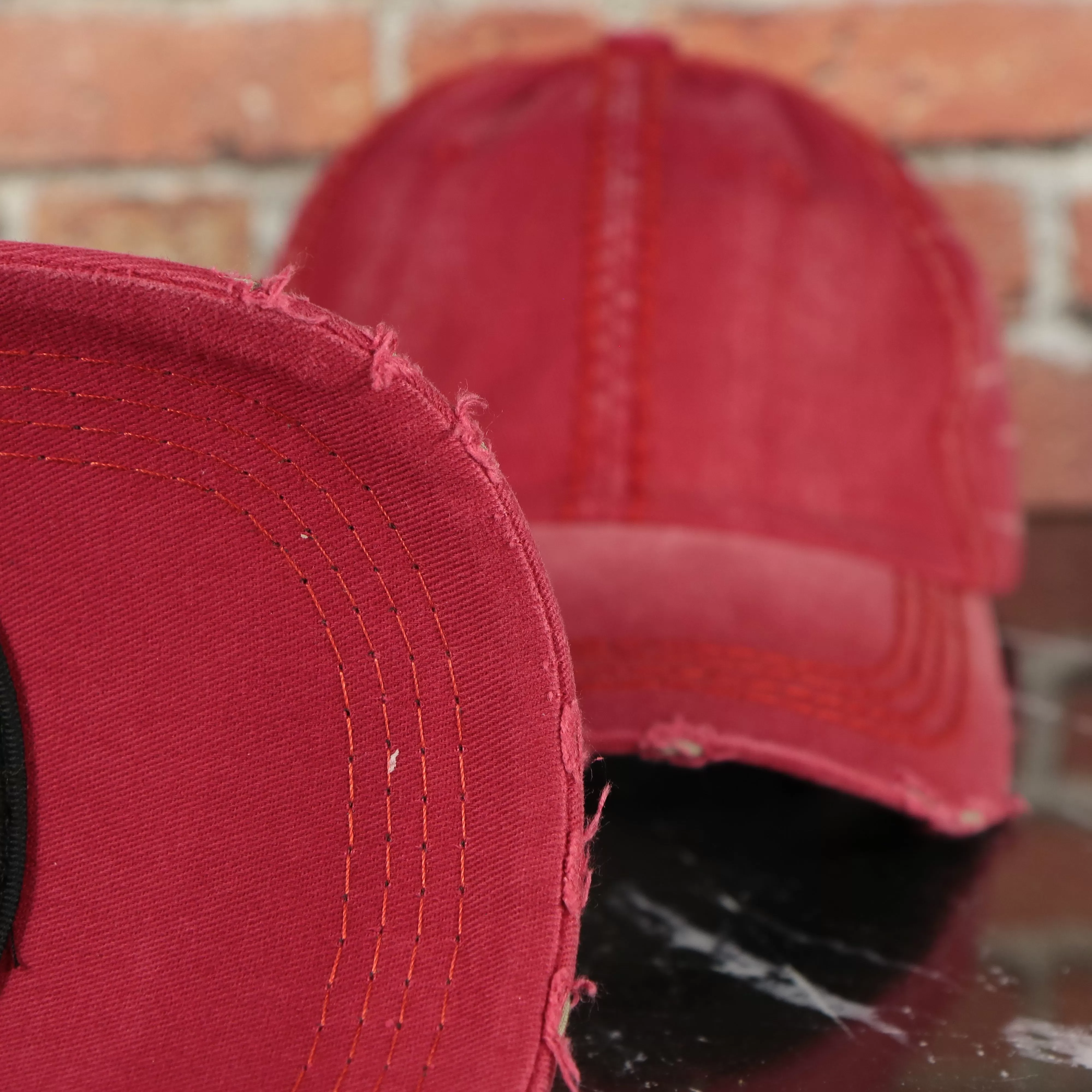 Red Washed Pigment Distressed Dad Hat