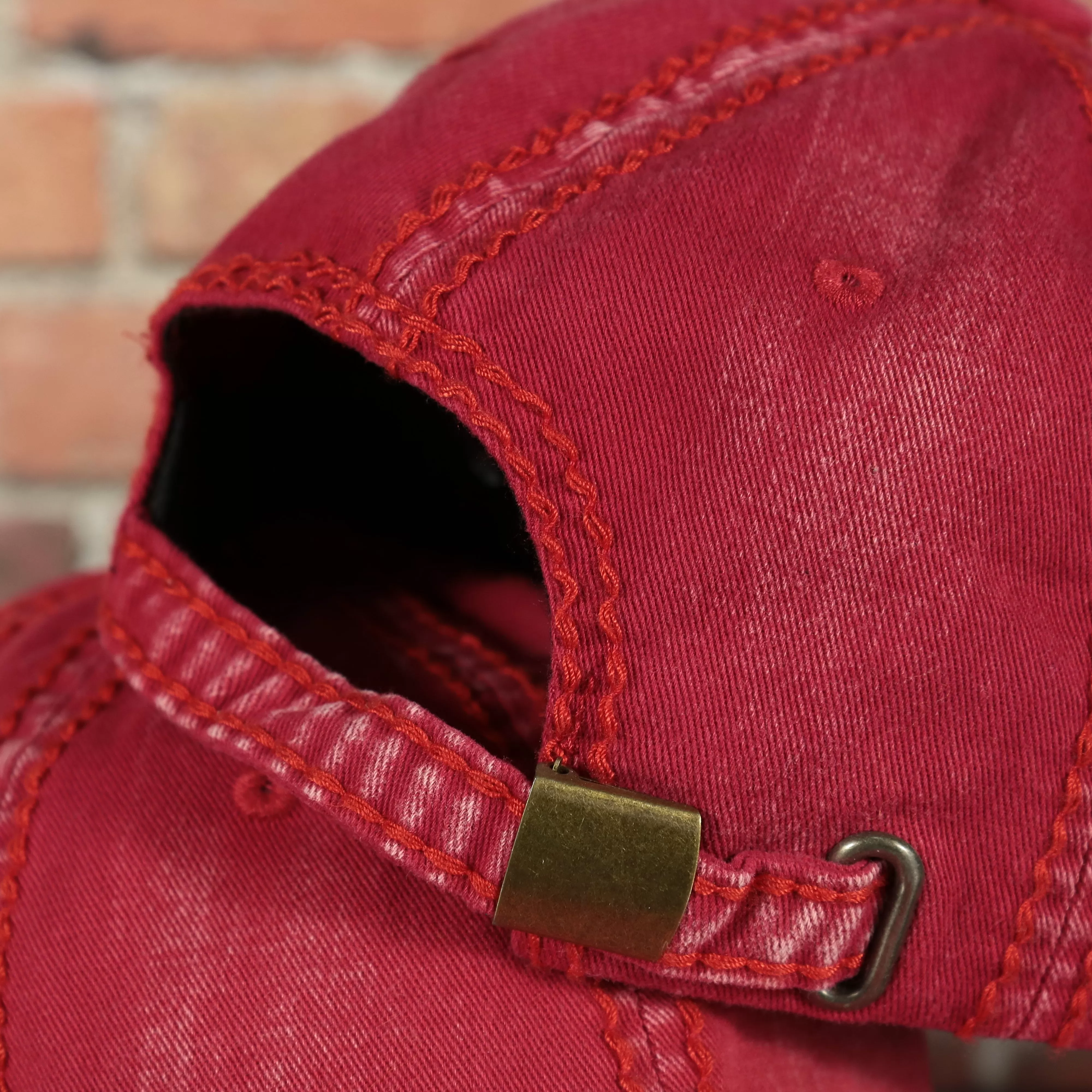 Red Washed Pigment Distressed Dad Hat