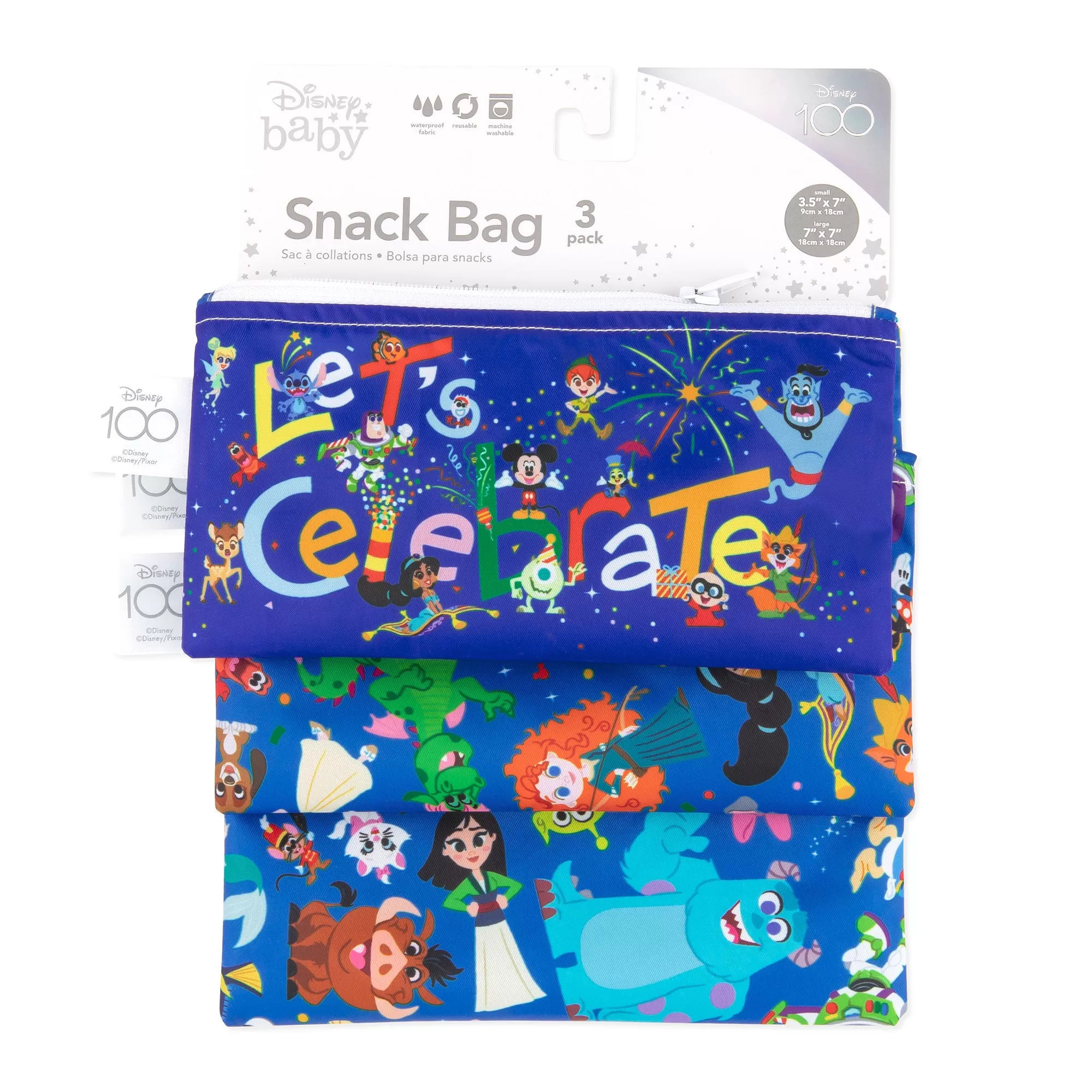 Reusable Snack Bag 3 Pack: Disney 100 Years Celebration