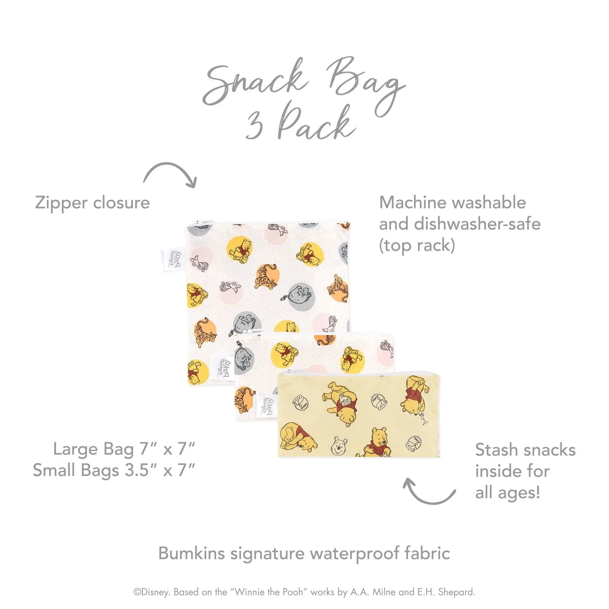 Reusable Snack Bag, 3-Pack: Pooh Bear and Friends