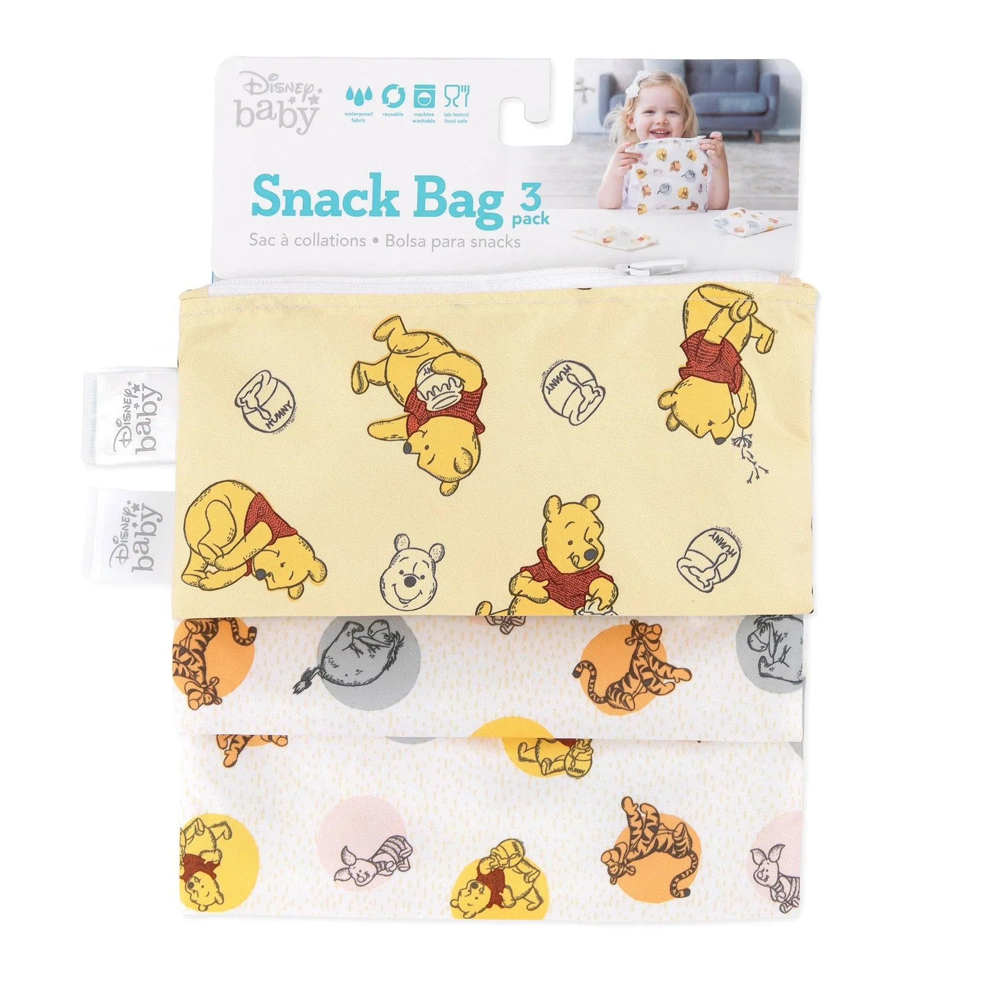 Reusable Snack Bag, 3-Pack: Pooh Bear and Friends