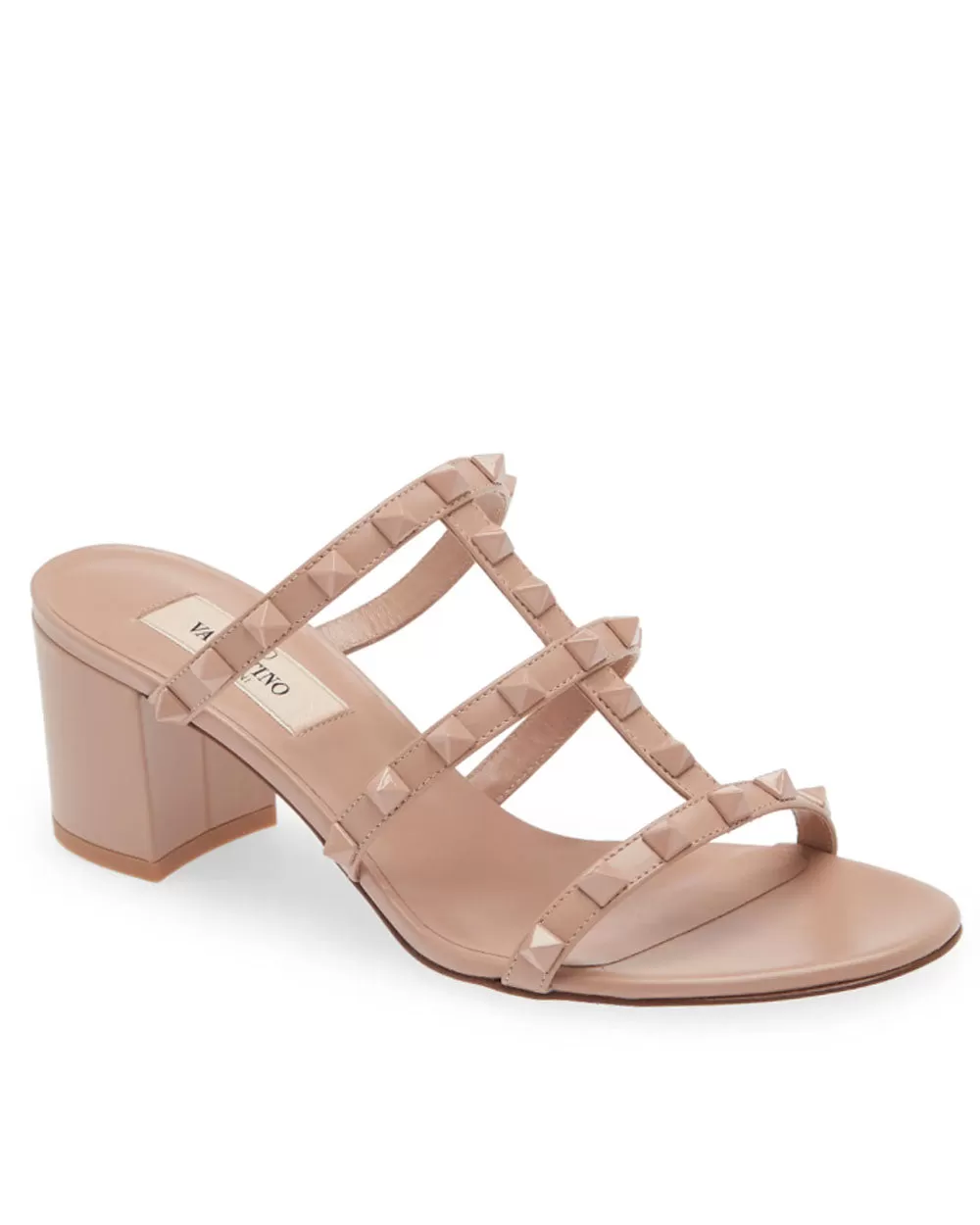 Rockstud Slide Block Heel in Rose Quartz