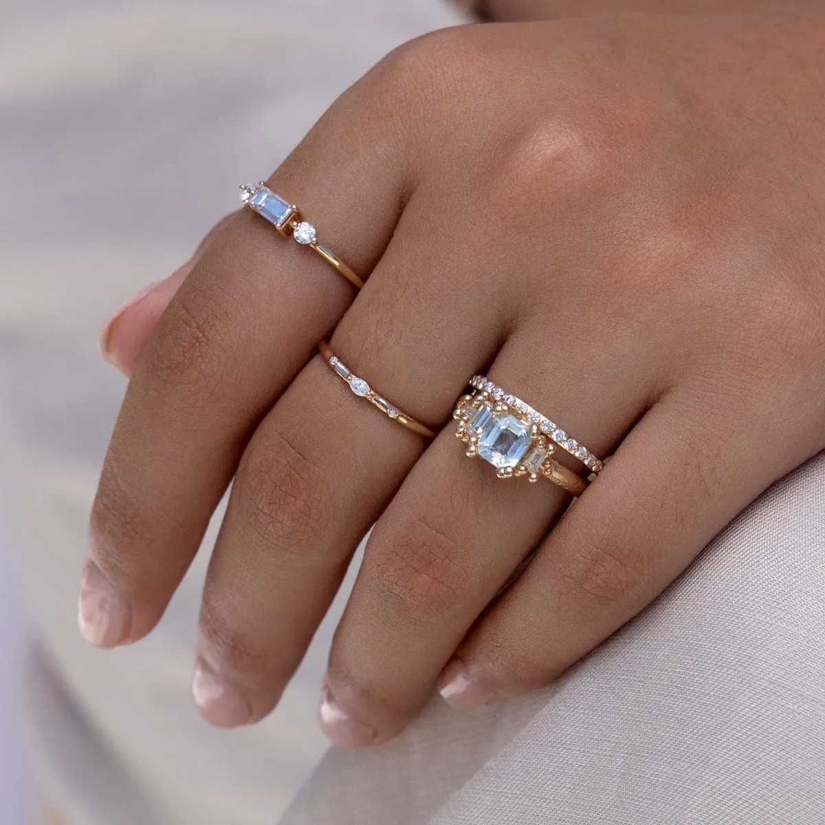 Sapphire and Diamond Luminous Cluster Ring