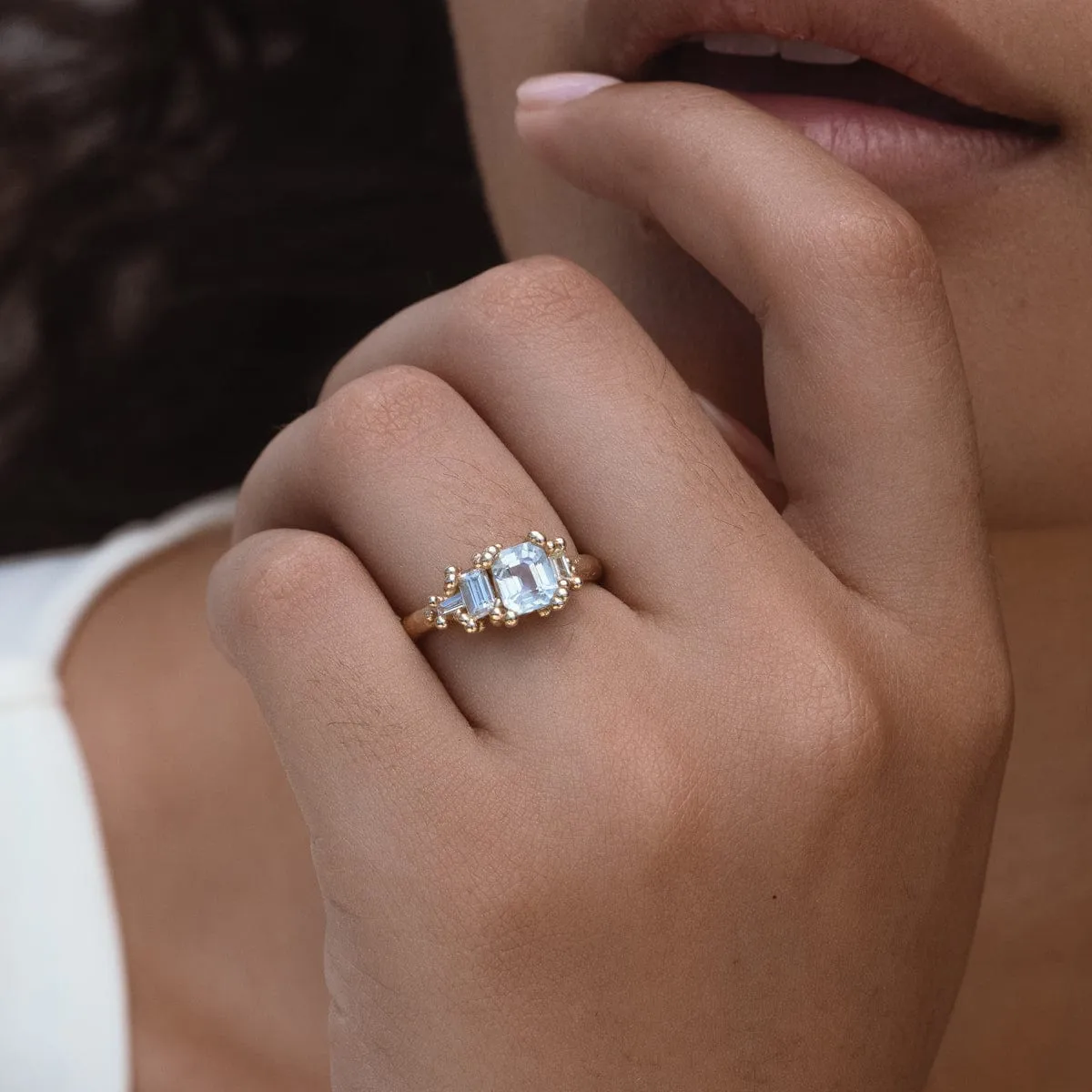 Sapphire and Diamond Luminous Cluster Ring