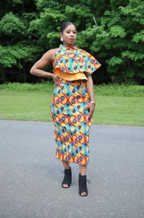 Siman Midi Length Ankara Occasion Dress - African Clothing Store | JT Aphrique