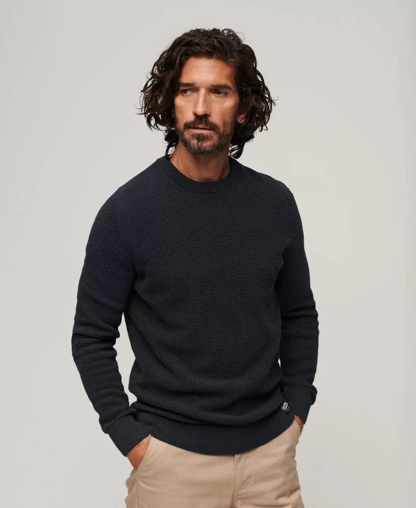 Textured Crew Knit Jumper | Eclipse Navy Heather