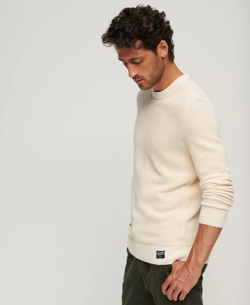 Textured Crew Knit Jumper | Ecru Heather