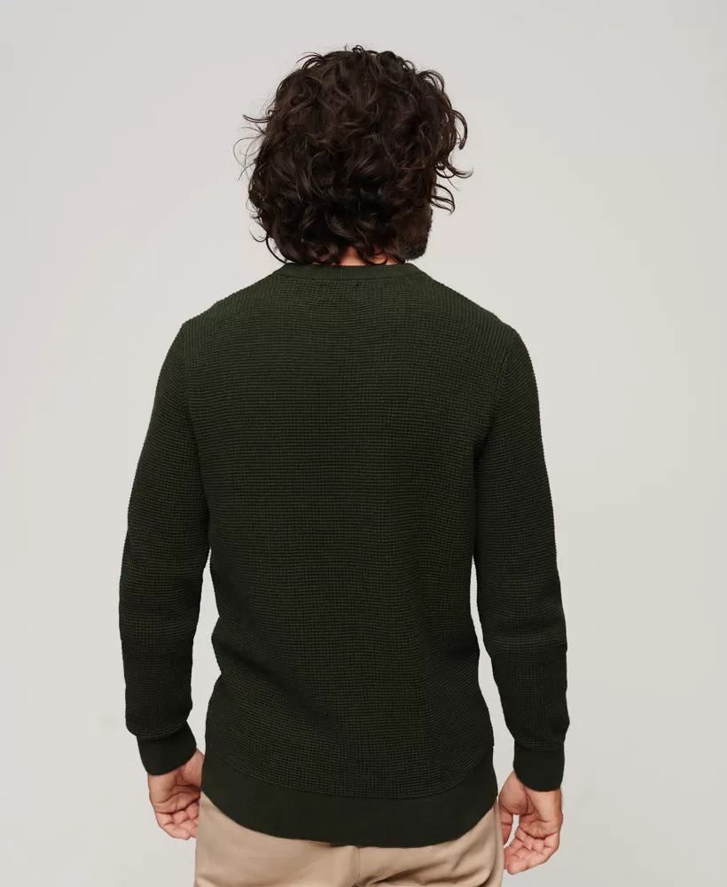 Textured Crew Knit Jumper | Olive Heather