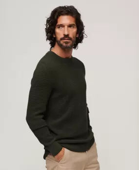 Textured Crew Knit Jumper | Olive Heather