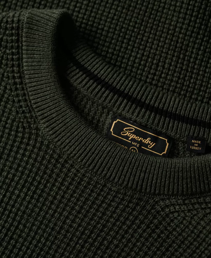 Textured Crew Knit Jumper | Olive Heather