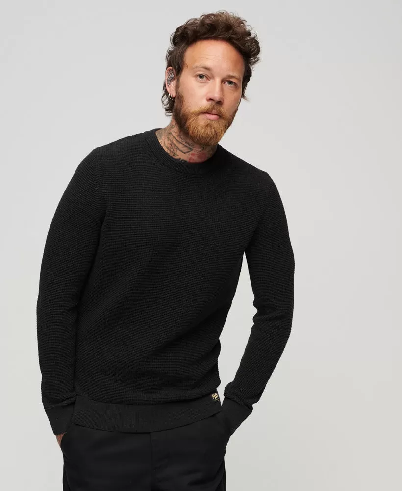 Textured Crew Knit Jumper | Raven Black Heather