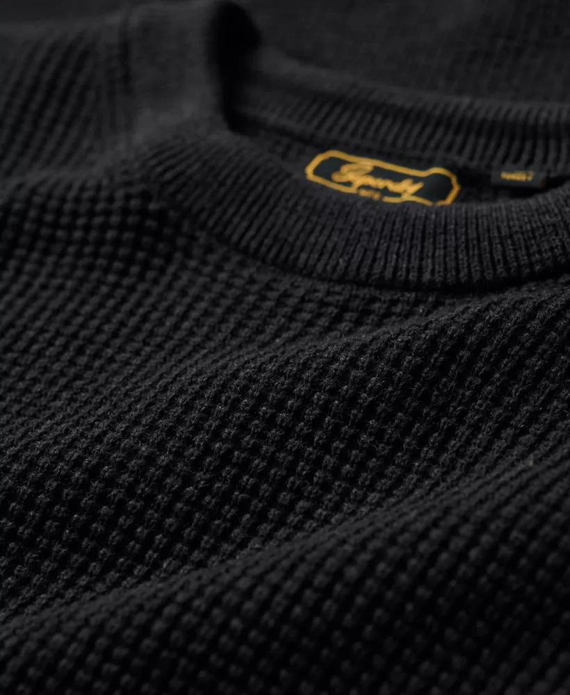 Textured Crew Knit Jumper | Raven Black Heather