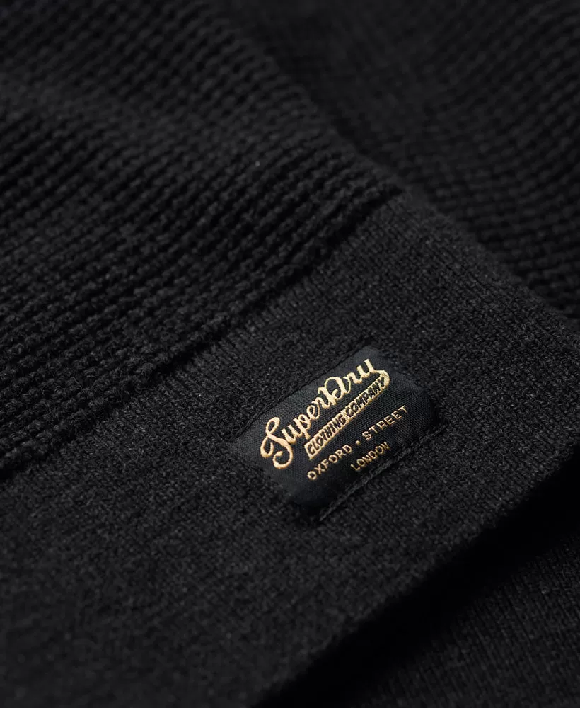 Textured Crew Knit Jumper | Raven Black Heather