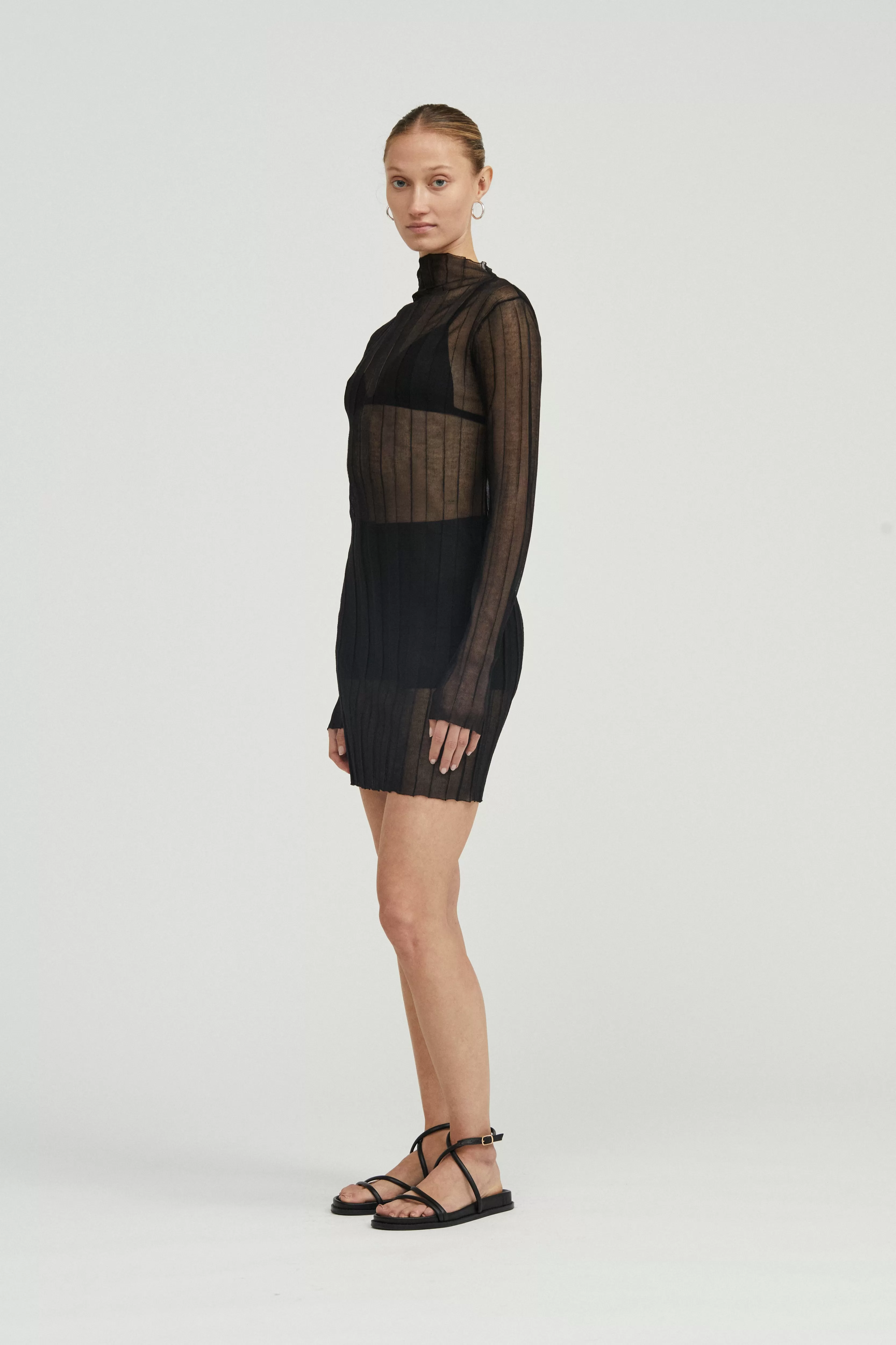 Third Form Peer Through Knit Dress - Black