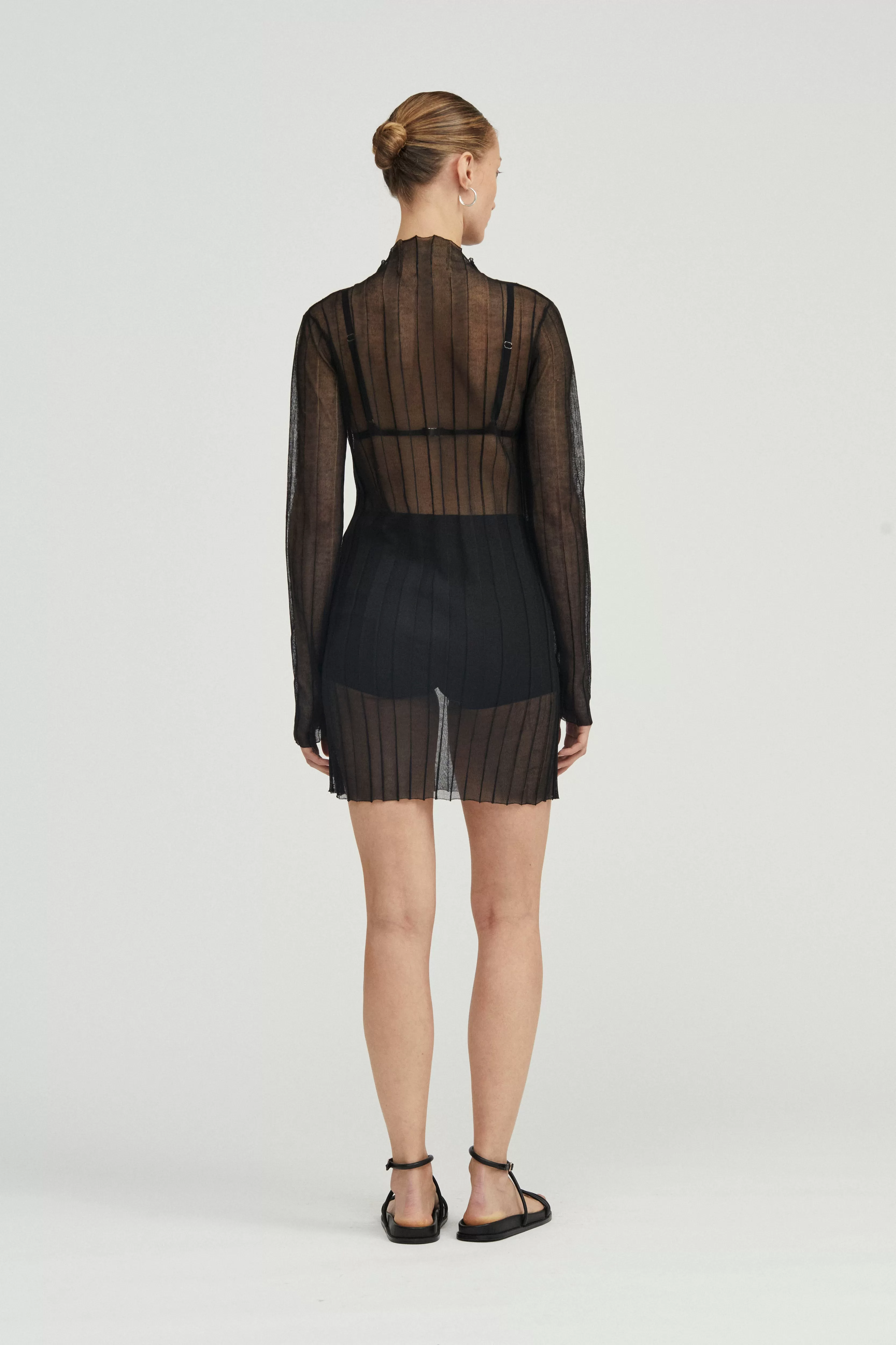 Third Form Peer Through Knit Dress - Black