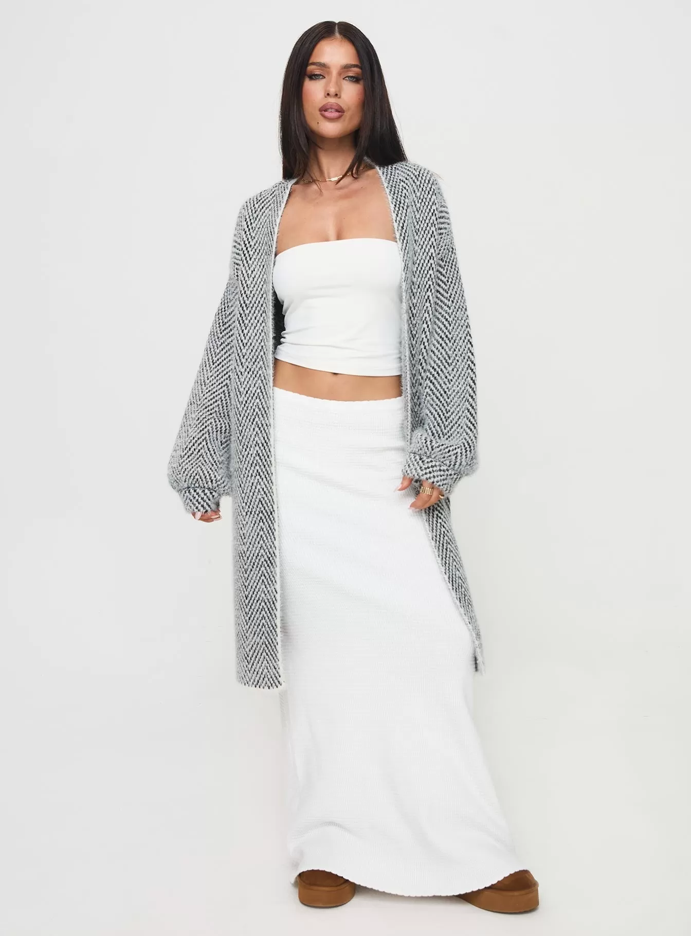 Tremmy Textured Cardigan Charcoal