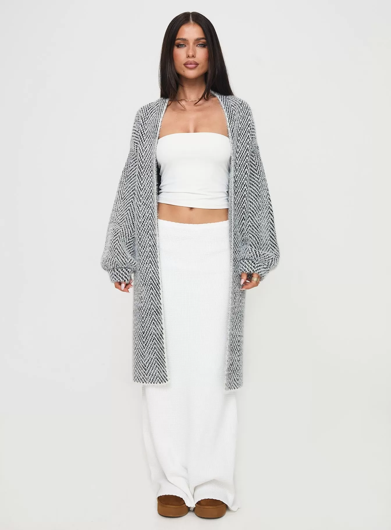 Tremmy Textured Cardigan Charcoal