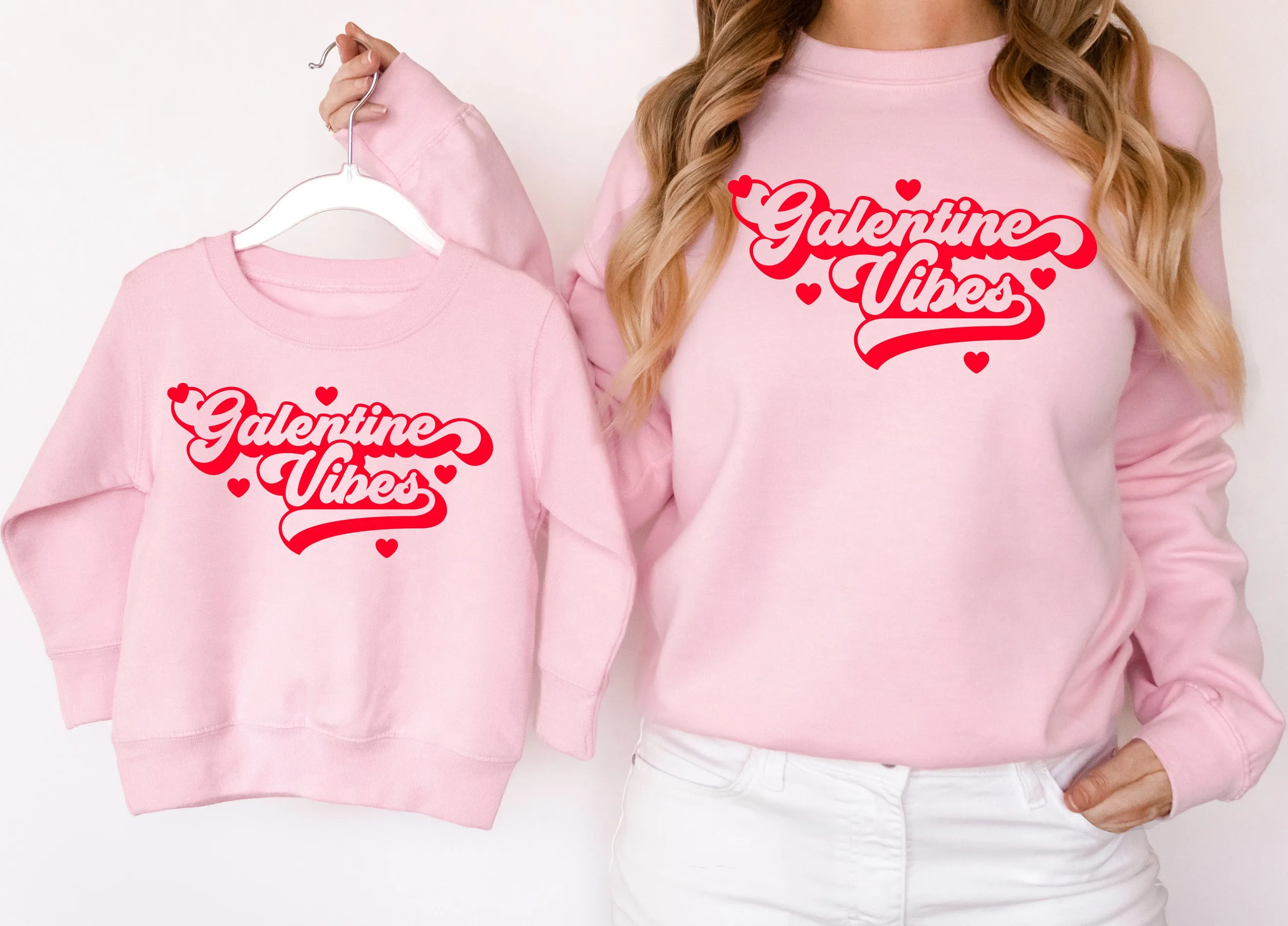 Valentines Day Matching Sweatshirts Galentine Vibes Matching Jumpers Valentines Day Gift Pink/Red