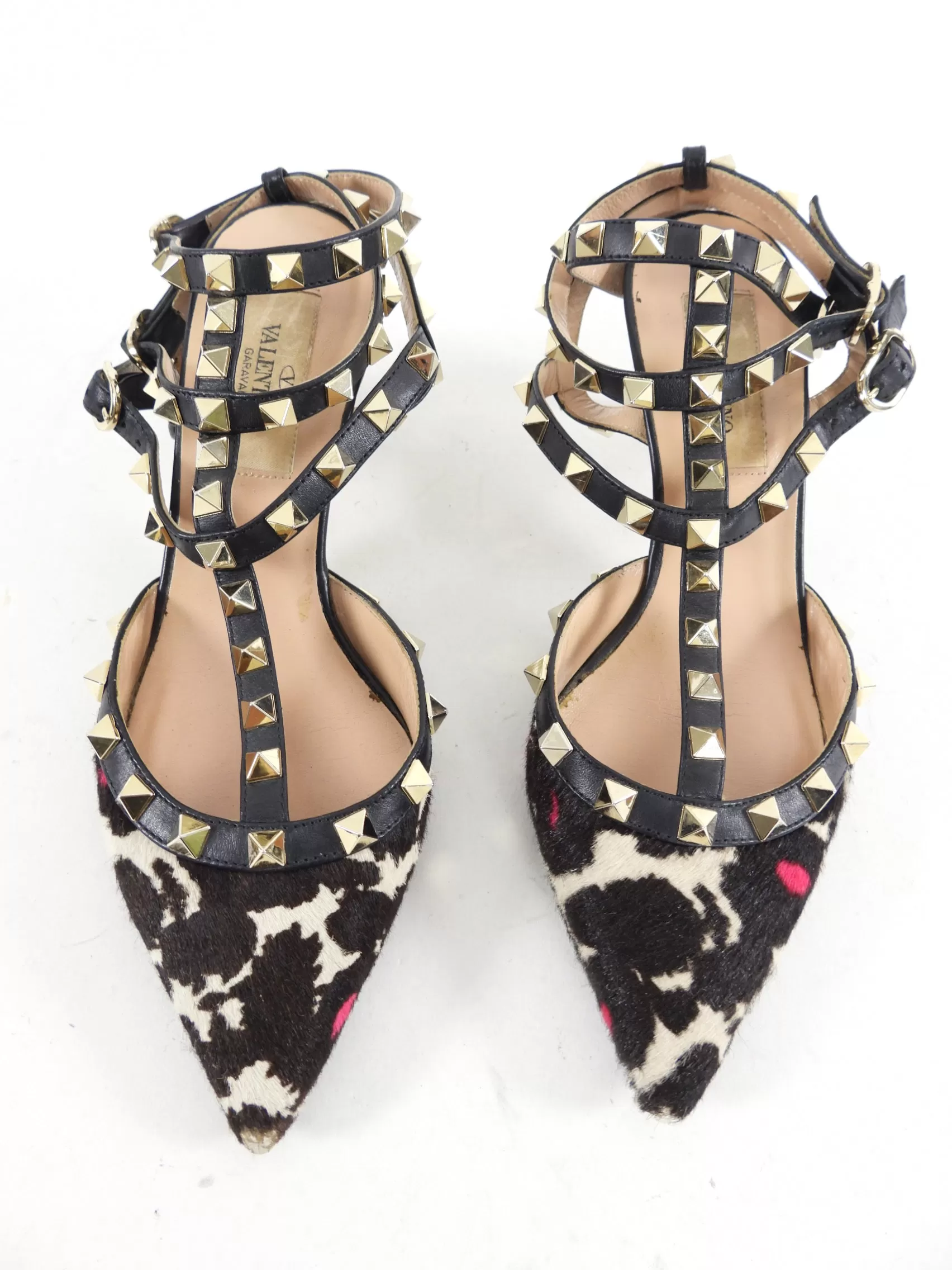 Valentino Calf Hair Triple Rock Stud Cage Shoes - EU35