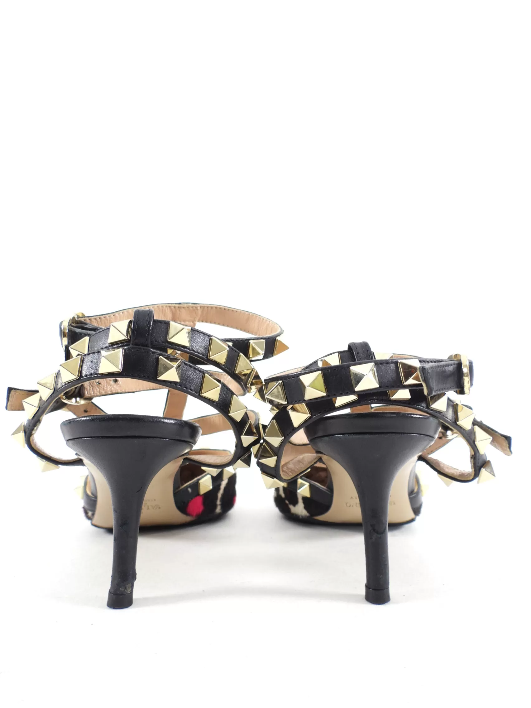 Valentino Calf Hair Triple Rock Stud Cage Shoes - EU35