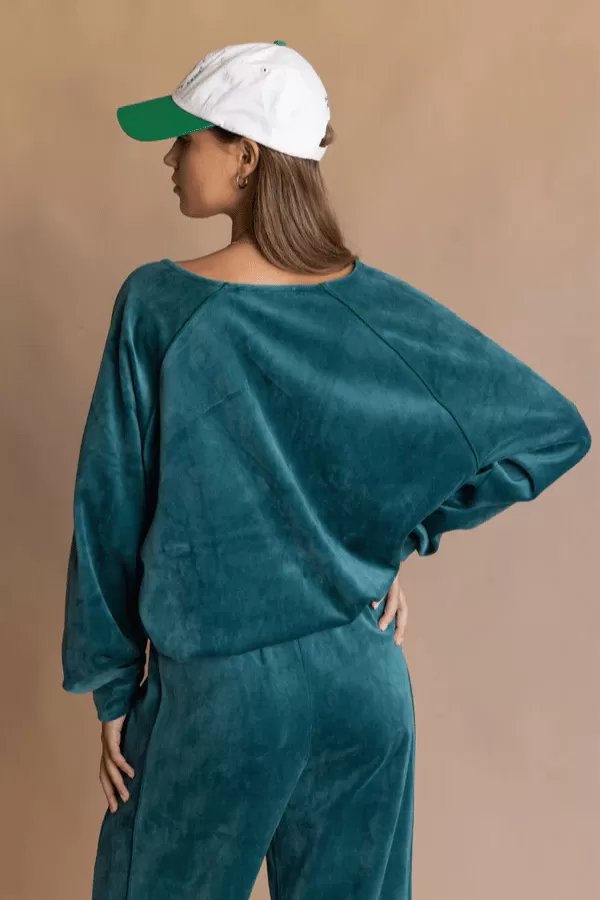 Velour Piping Sweatshirt Ivy